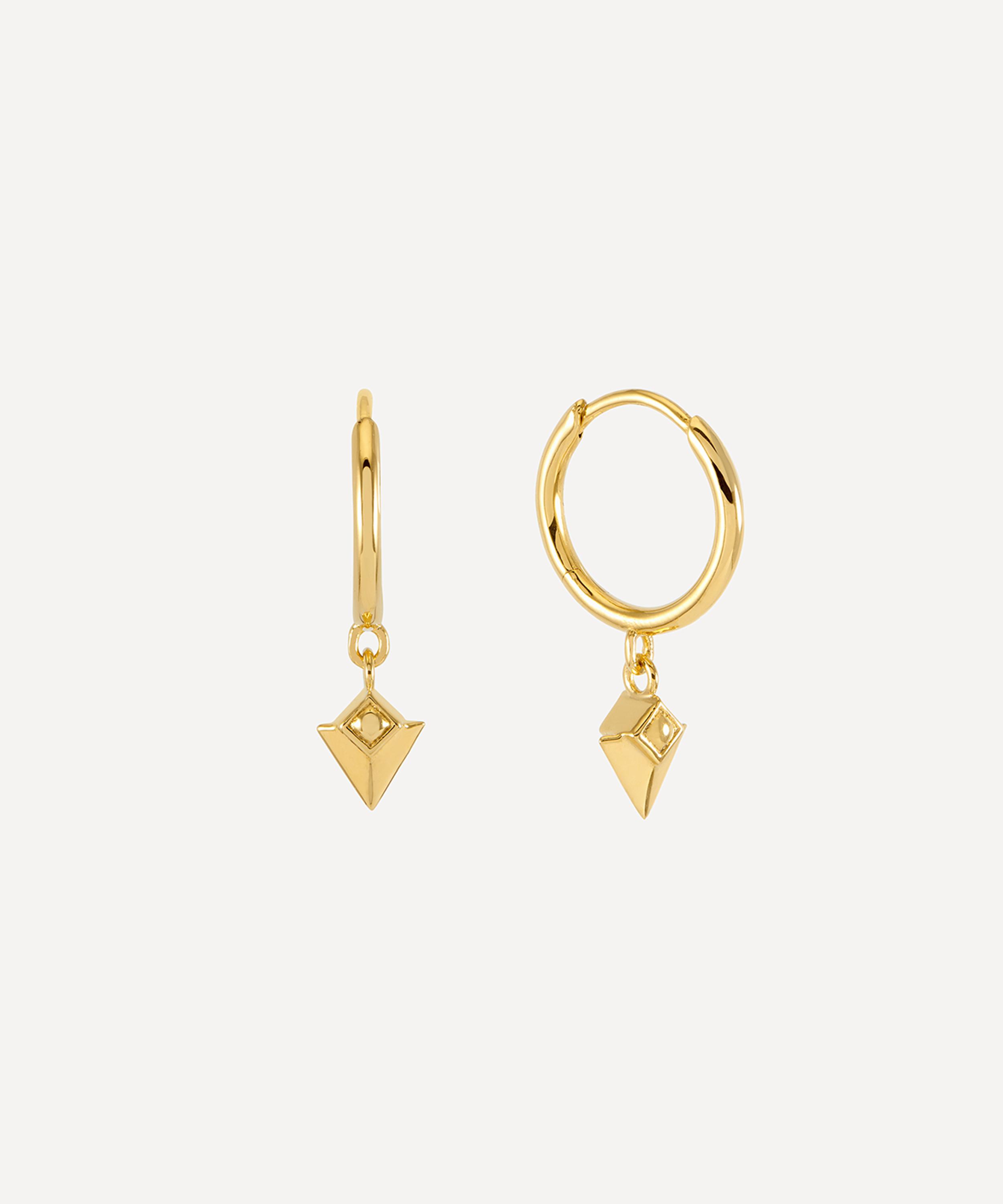 Rachel Jackson - 22ct Gold-Plated Arrow Spike Huggie Hoop Earrings image number 0