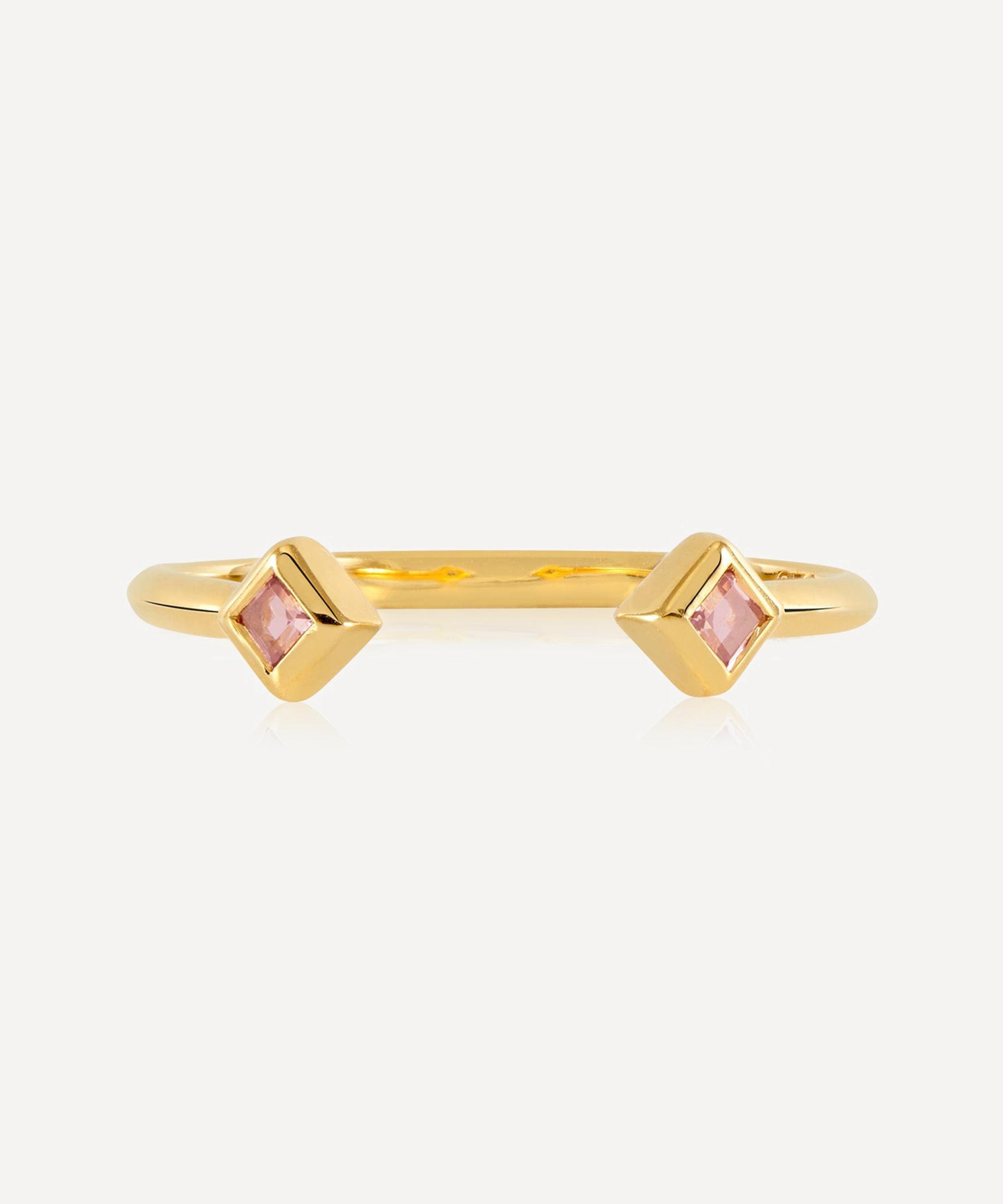 Rachel Jackson - 22ct Gold-Plated Adjustable Tourmaline Deco Ring image number 0