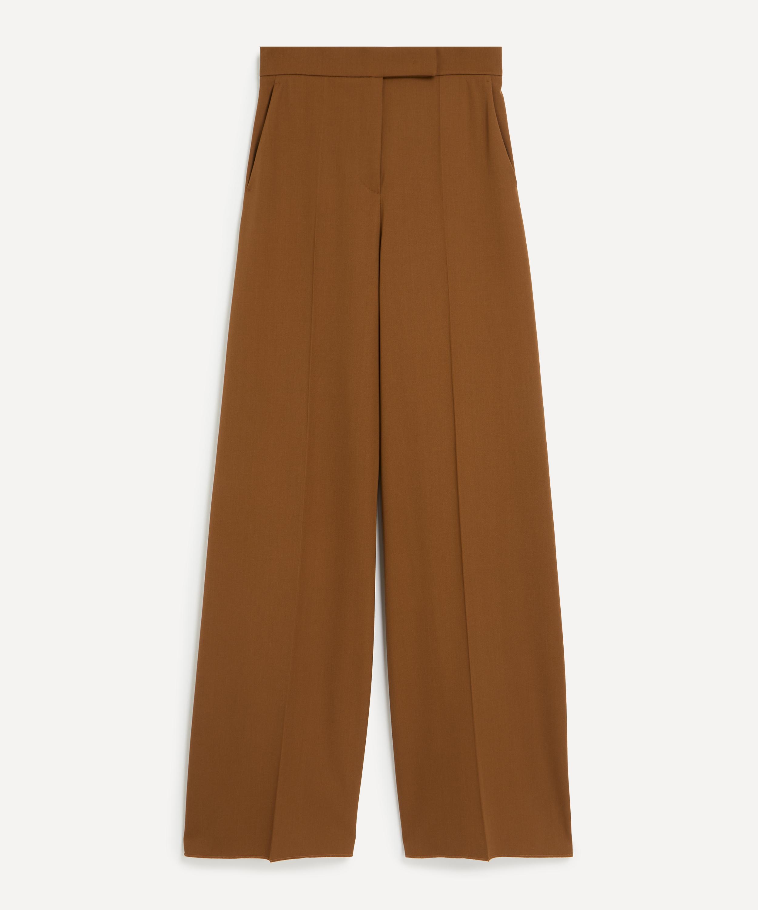 Max Mara - Tobacco Gabardine Wool Wide Leg Trousers  image number 0