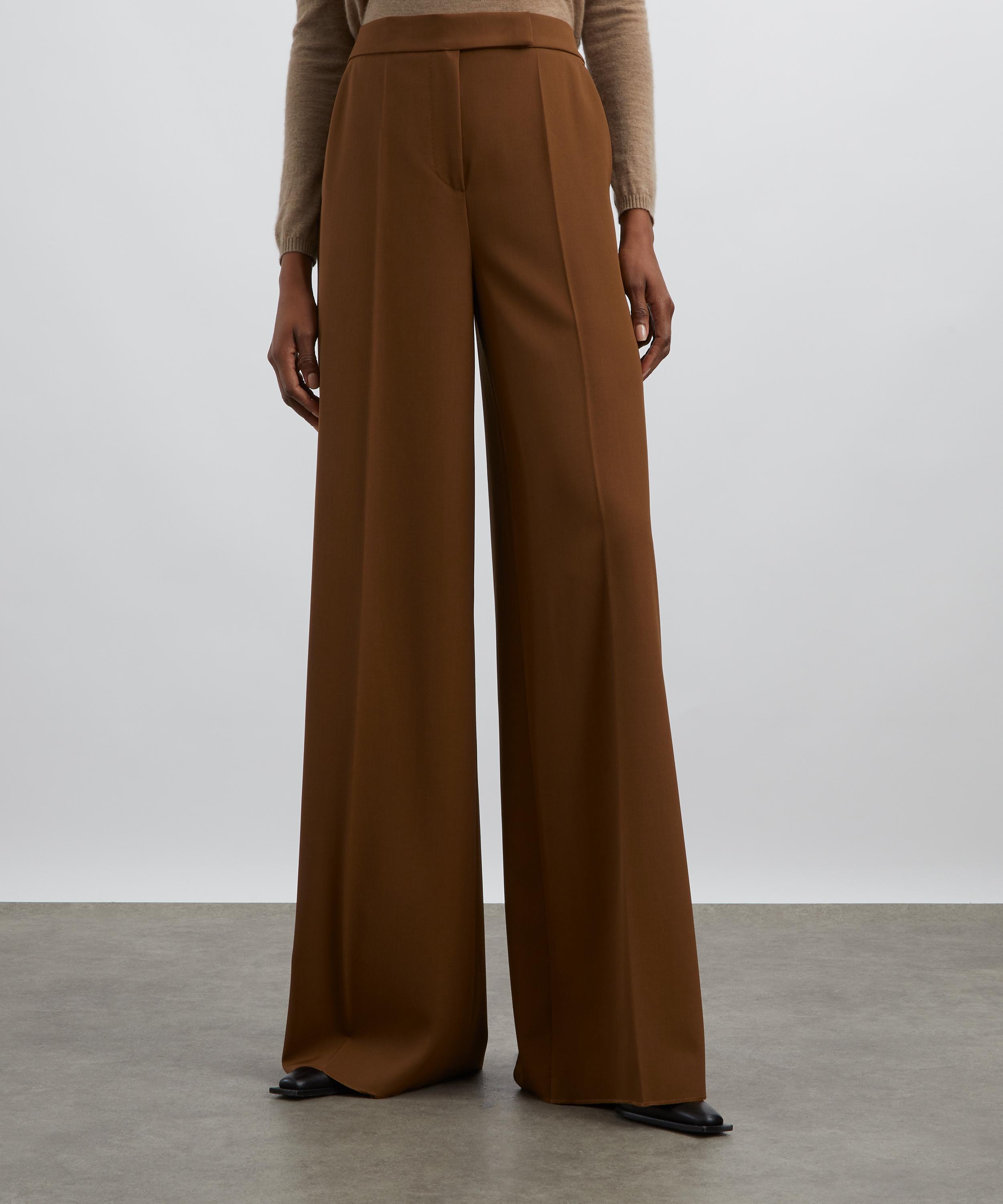 Max Mara - Tobacco Gabardine Wool Wide Leg Trousers  image number 2