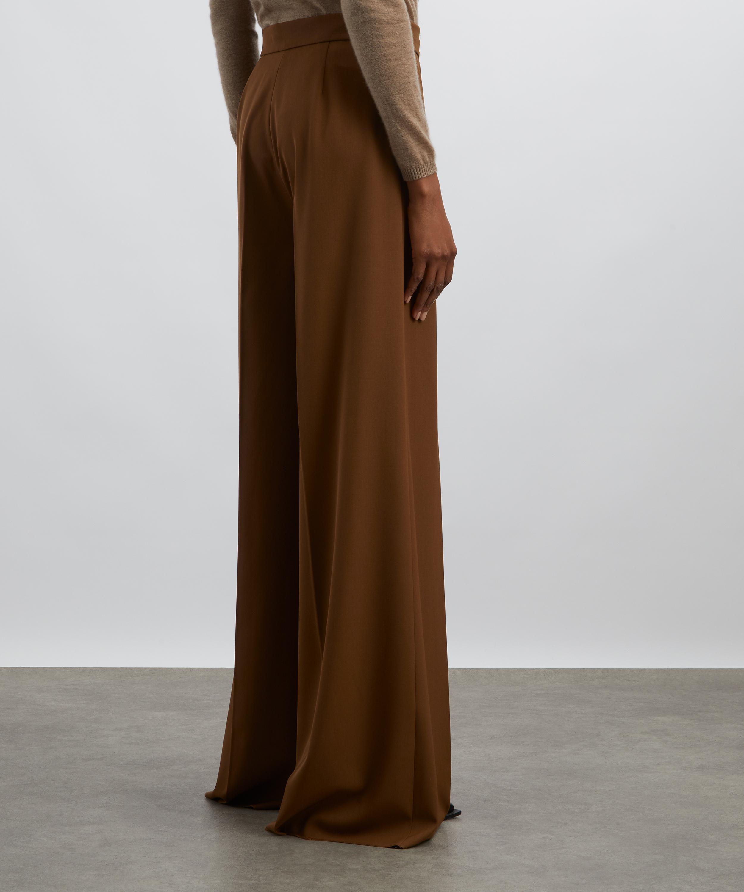 Max Mara - Tobacco Gabardine Wool Wide Leg Trousers  image number 3