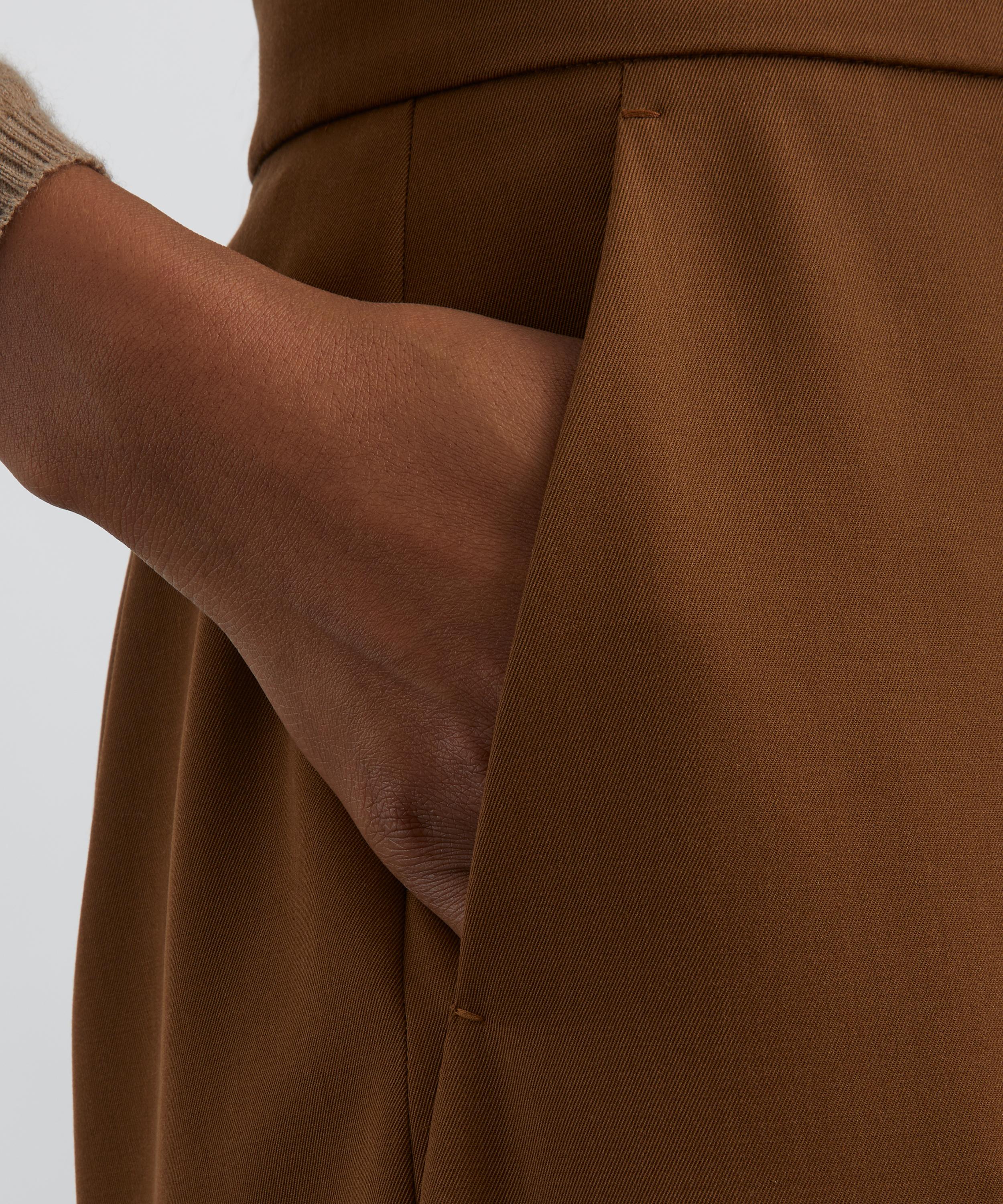 Max Mara - Tobacco Gabardine Wool Wide Leg Trousers  image number 4