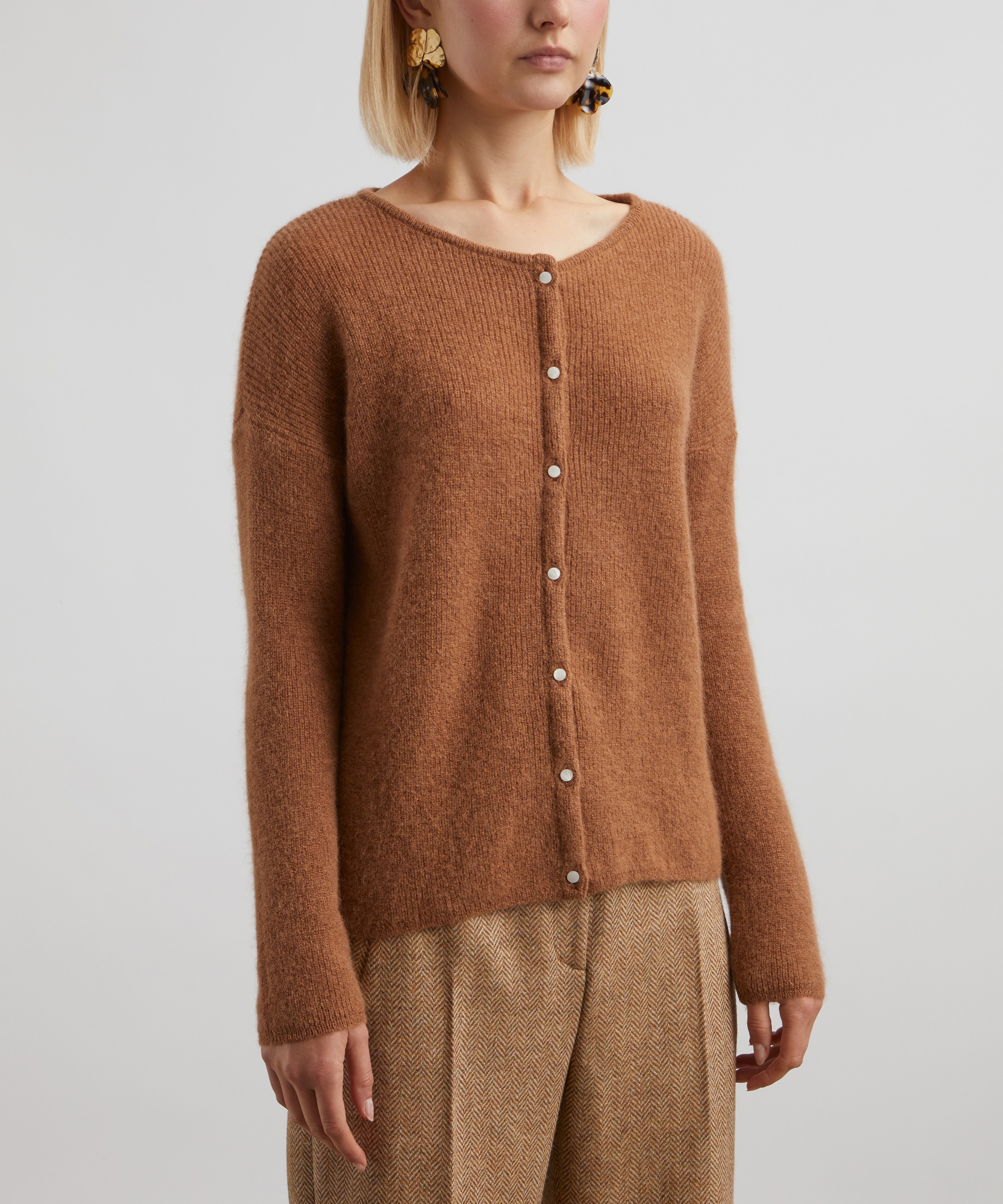 Sézane - Gaspard Camel Mohair-Alpaca Rib-Knit Cardigan image number 2