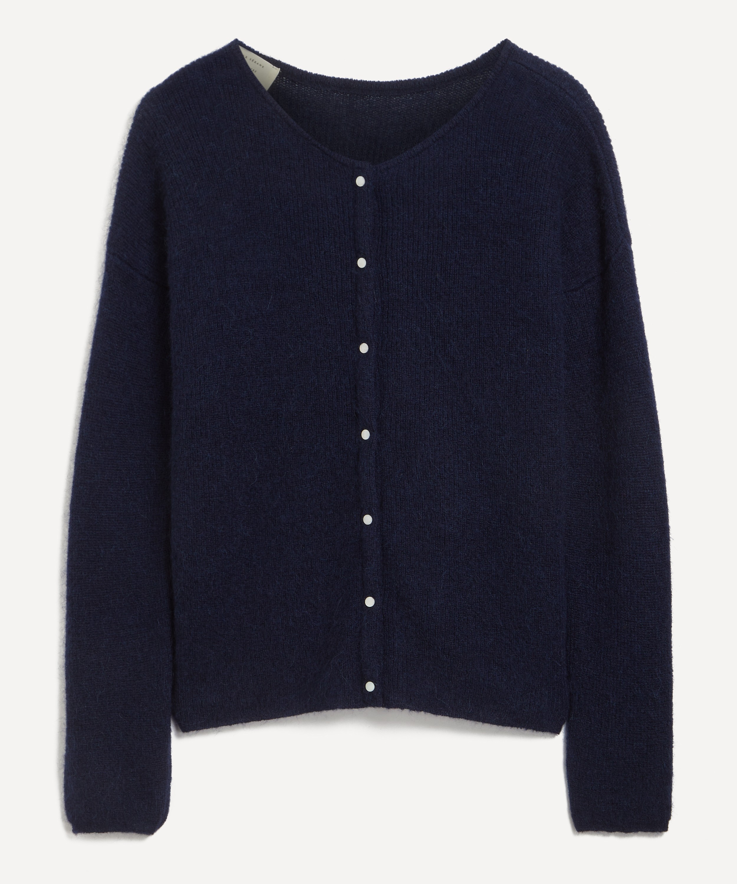 S&eacute;zane - Gaspard Navy Mohair-Alpaca Rib-Knit Cardigan image number 0