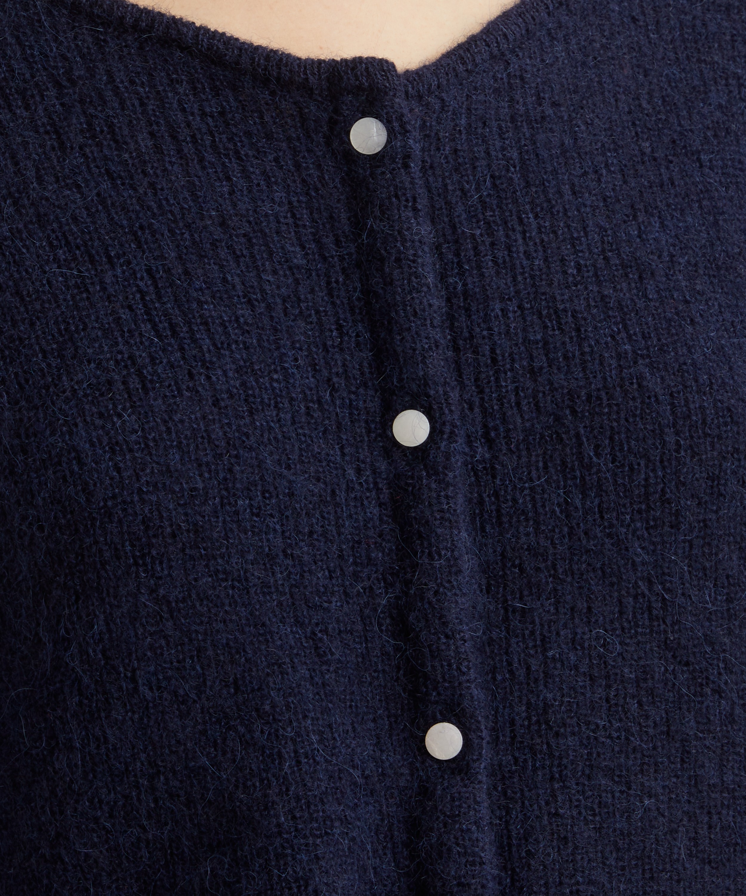S&eacute;zane - Gaspard Navy Mohair-Alpaca Rib-Knit Cardigan image number 1