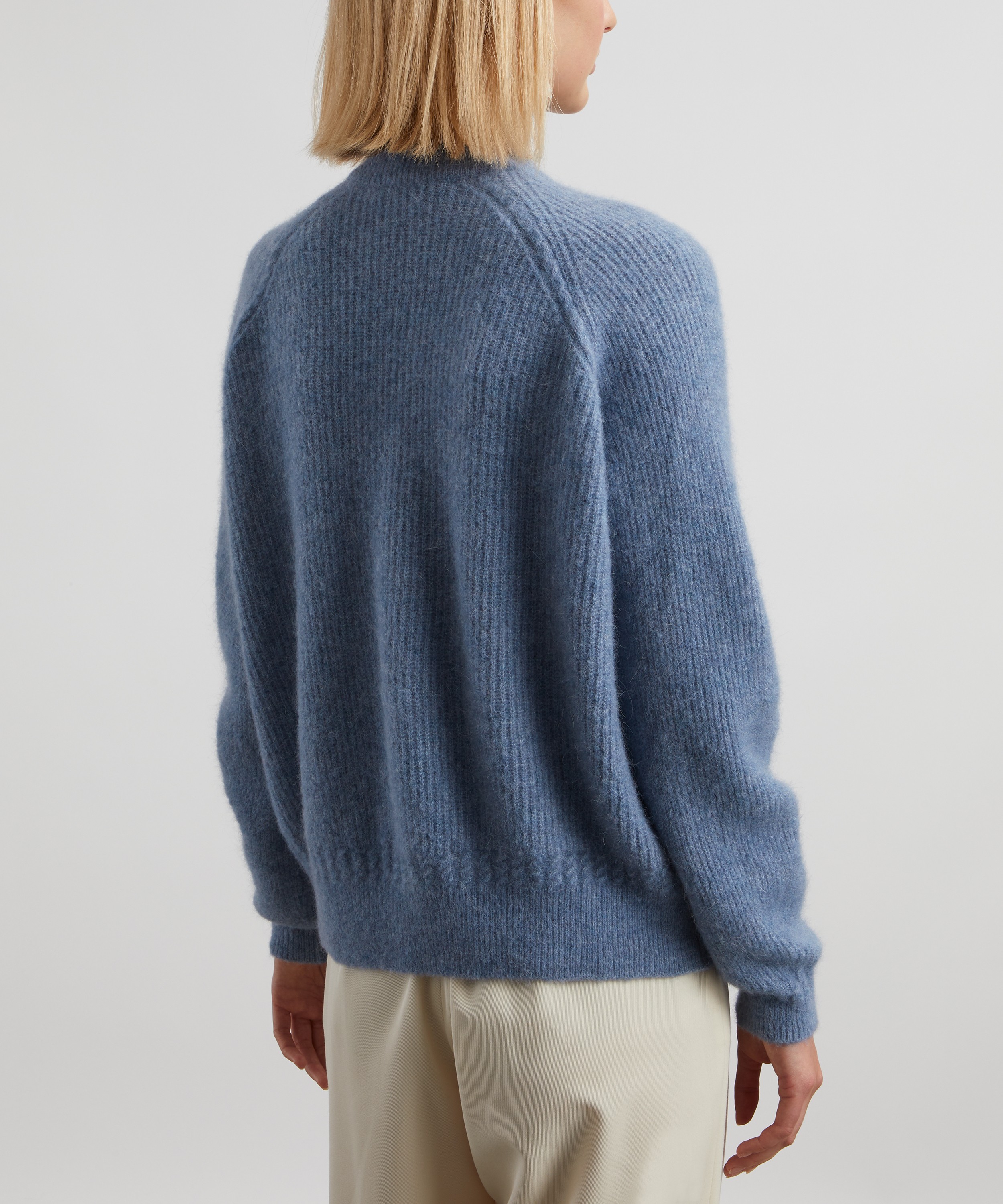 Sézane - Othello Ice Blue Baby Alpaca Cable-Knit Cardigan image number 3