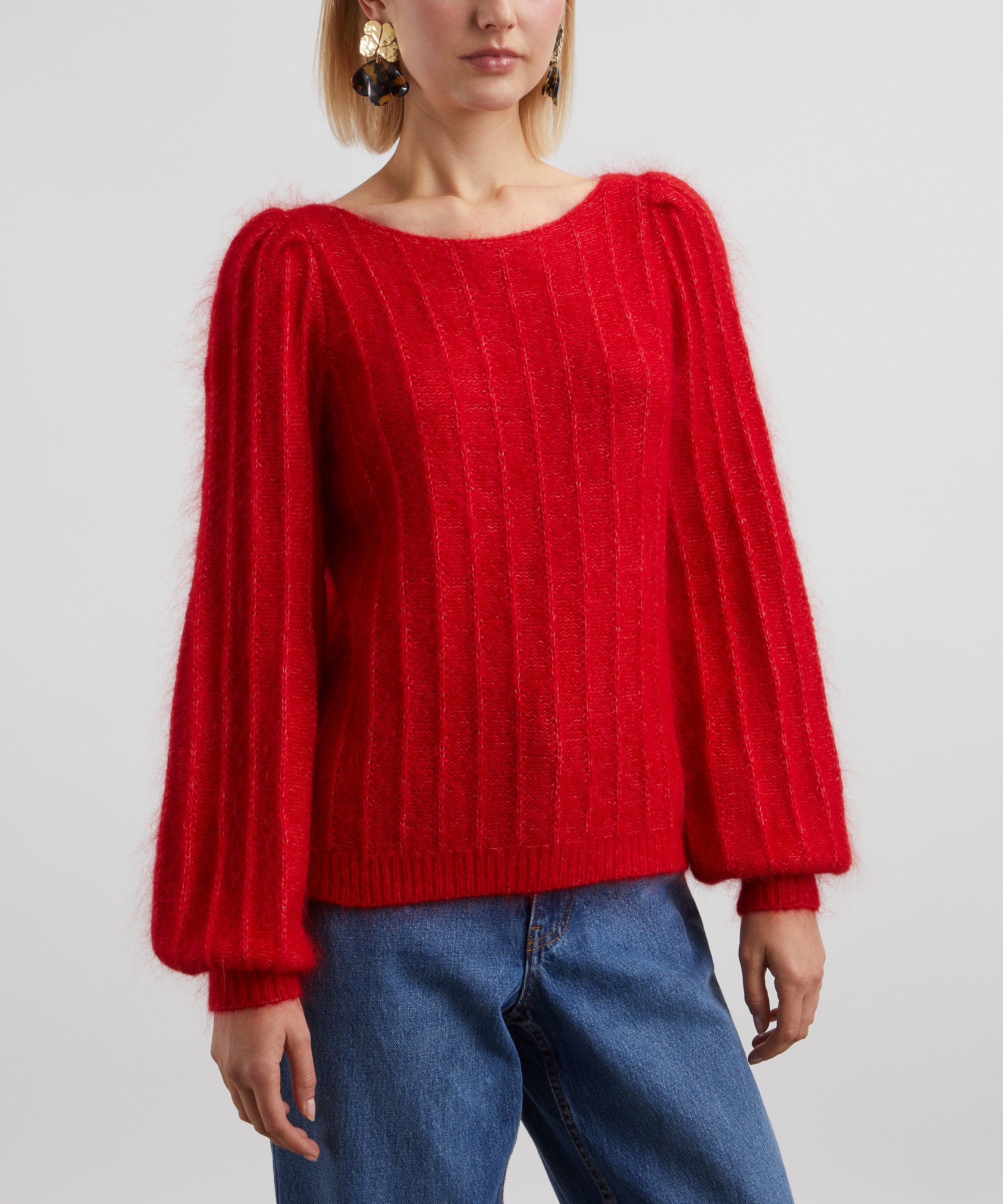 Sézane - Aretha Carmine Red Wool-Mohair Jumper image number 2