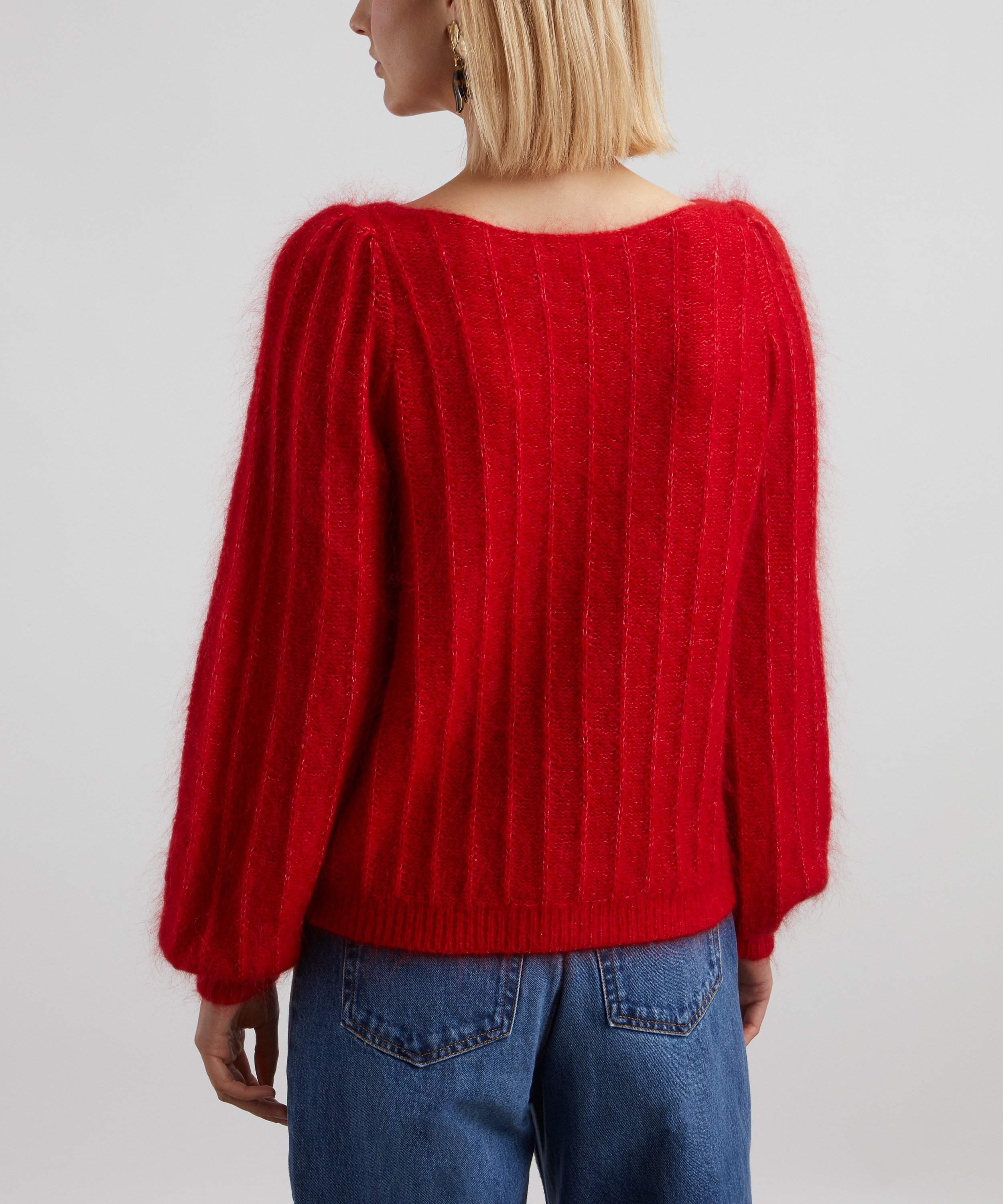 Sézane - Aretha Carmine Red Wool-Mohair Jumper image number 3