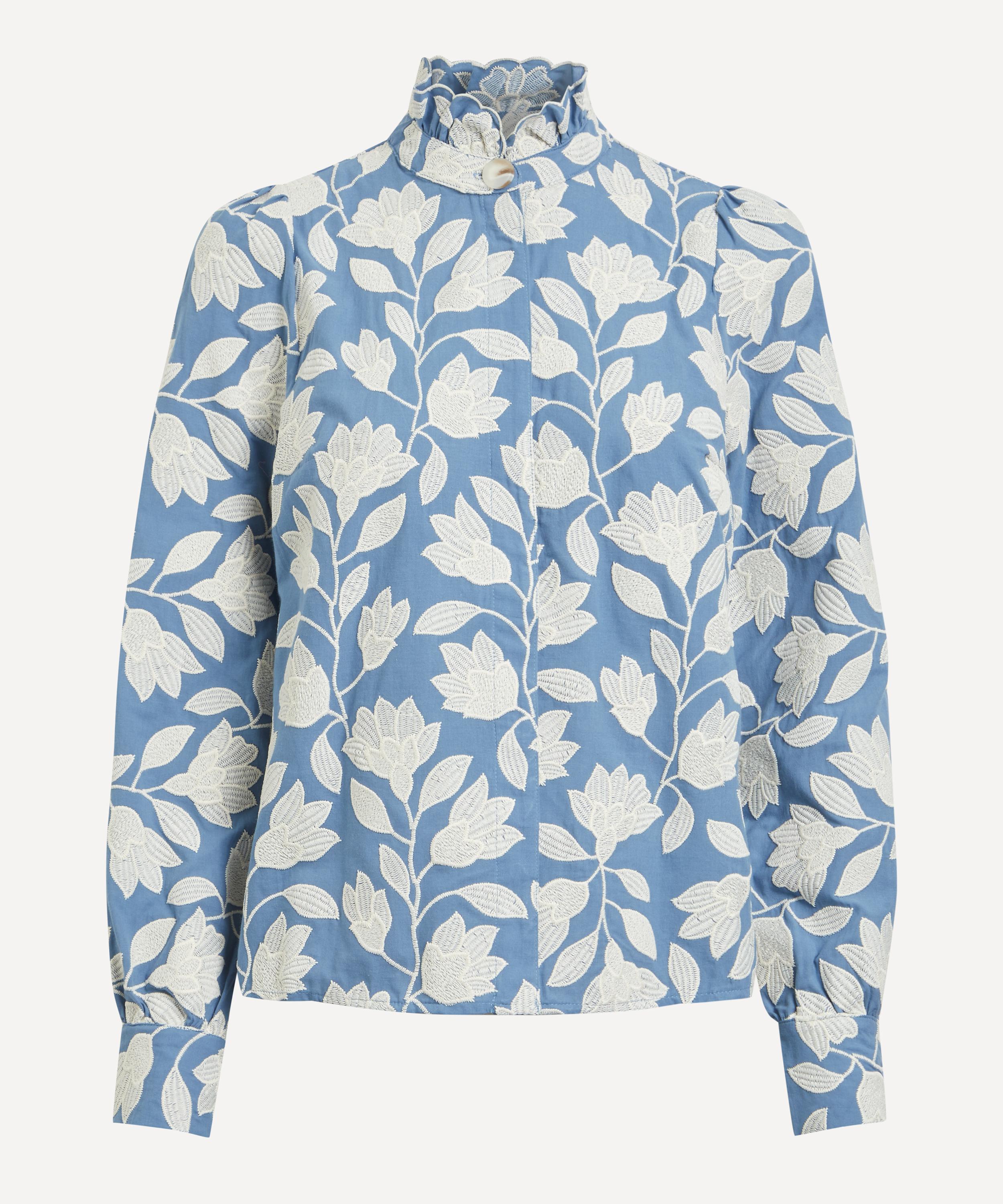 S&eacute;zane - Ambre Ecru Flower Embroidered Shirt image number 0