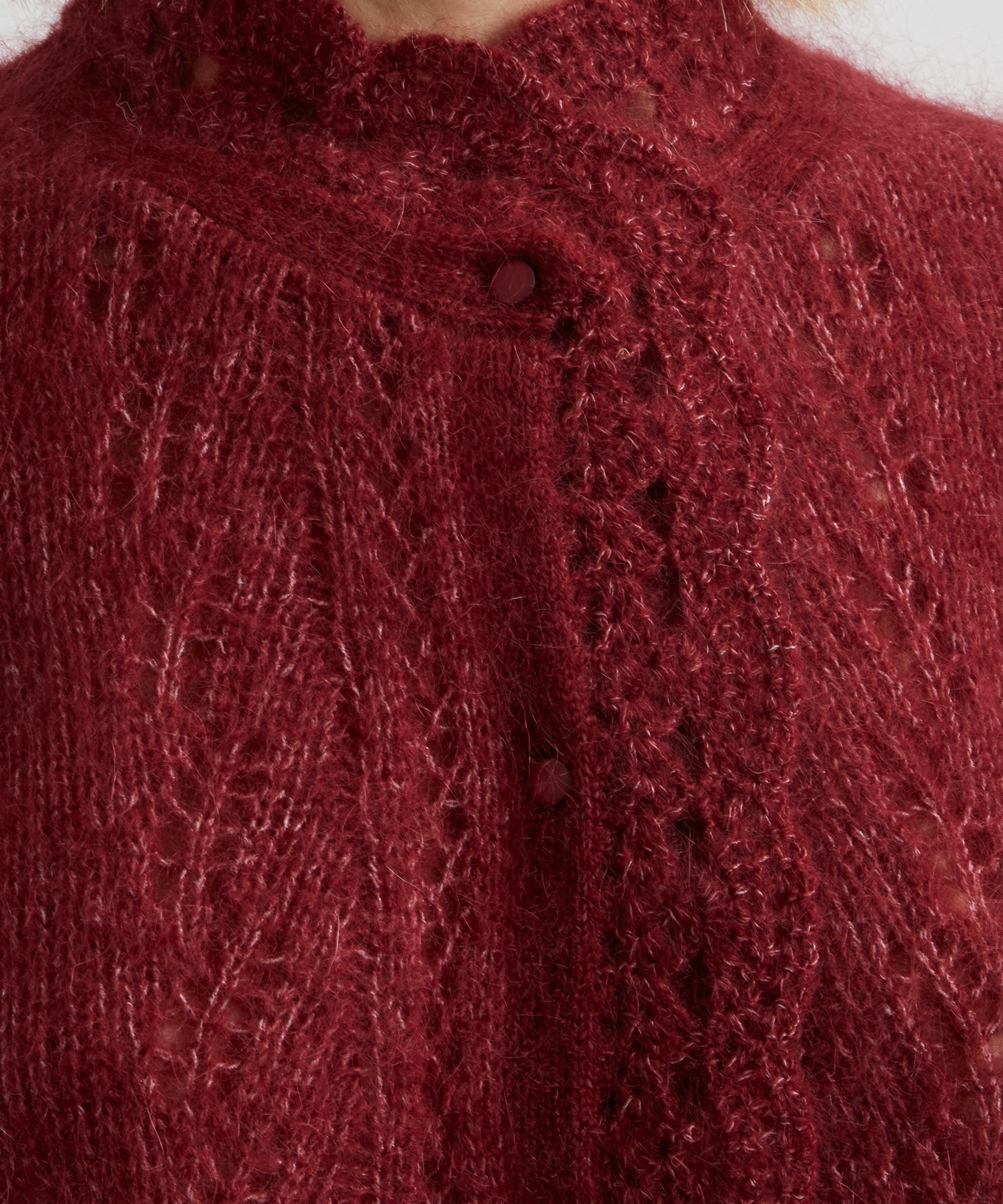 Sézane - Angie Grenat Wool-Mohair Crochet Cardigan image number 4