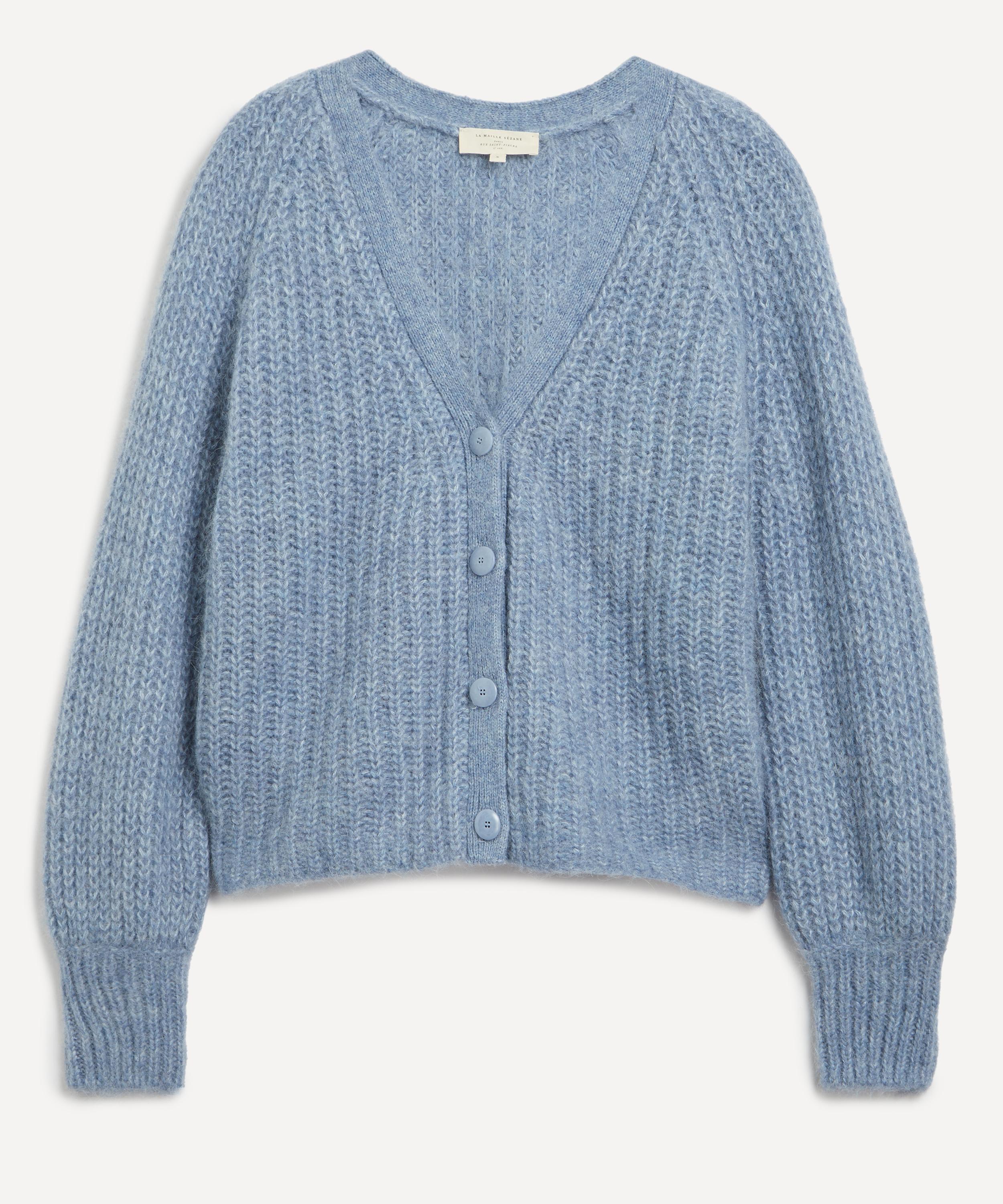 Sézane - Basile Vintage Blue Alpaca-Wool Rib-Knit Cardigan image number 0