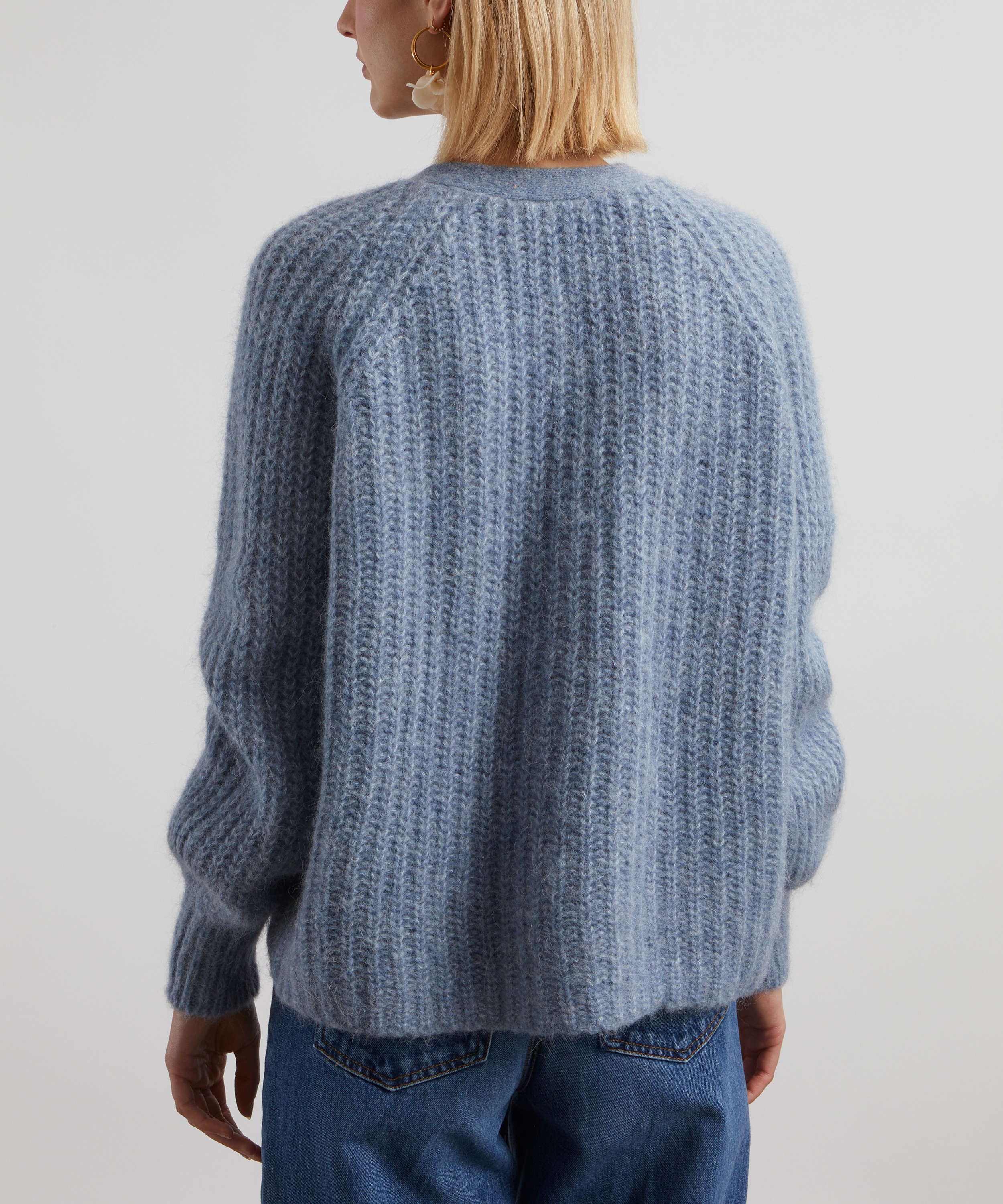 Sézane - Basile Vintage Blue Alpaca-Wool Rib-Knit Cardigan image number 3