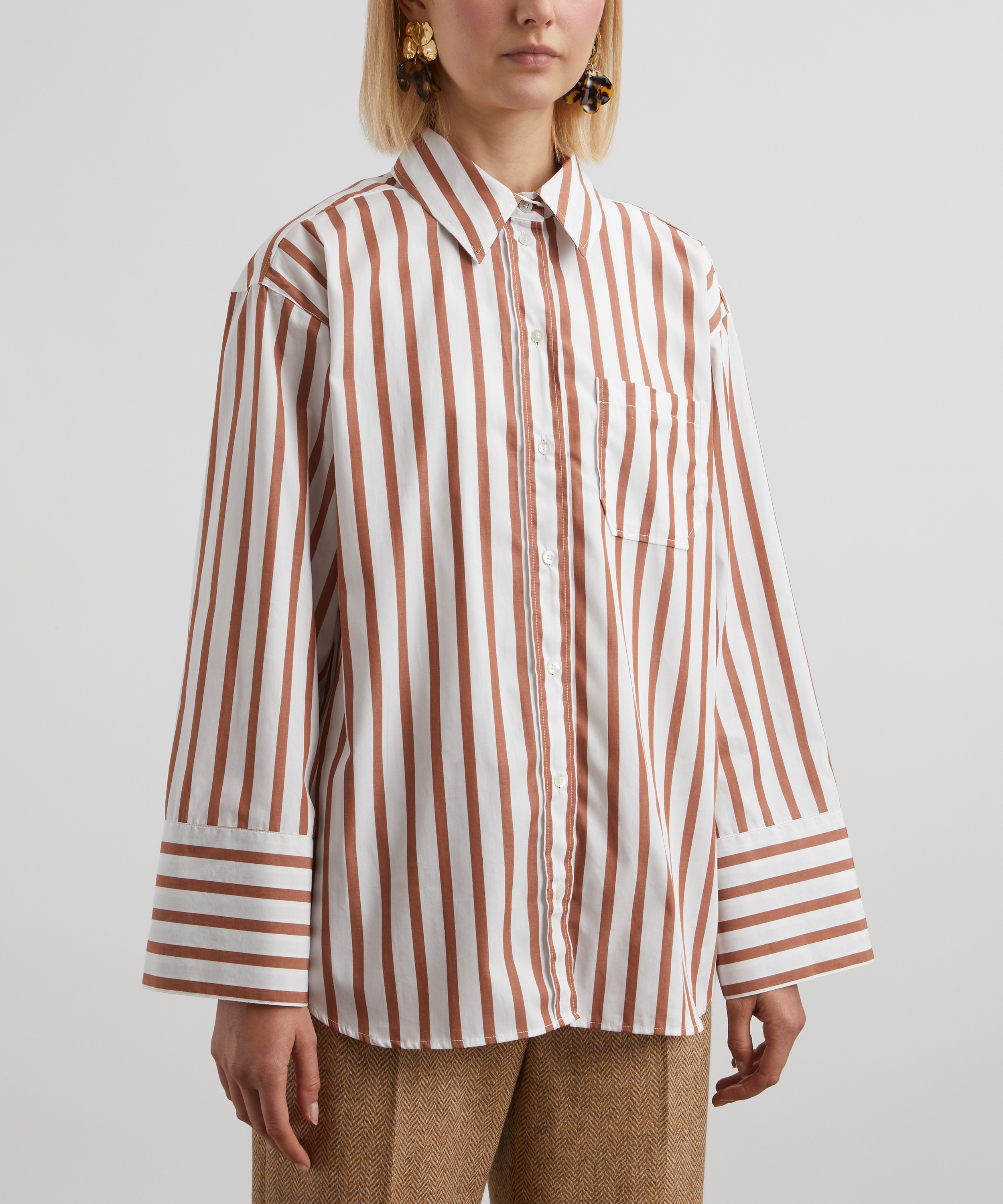 Sézane - Blima Camel Stripes Shirt image number 2