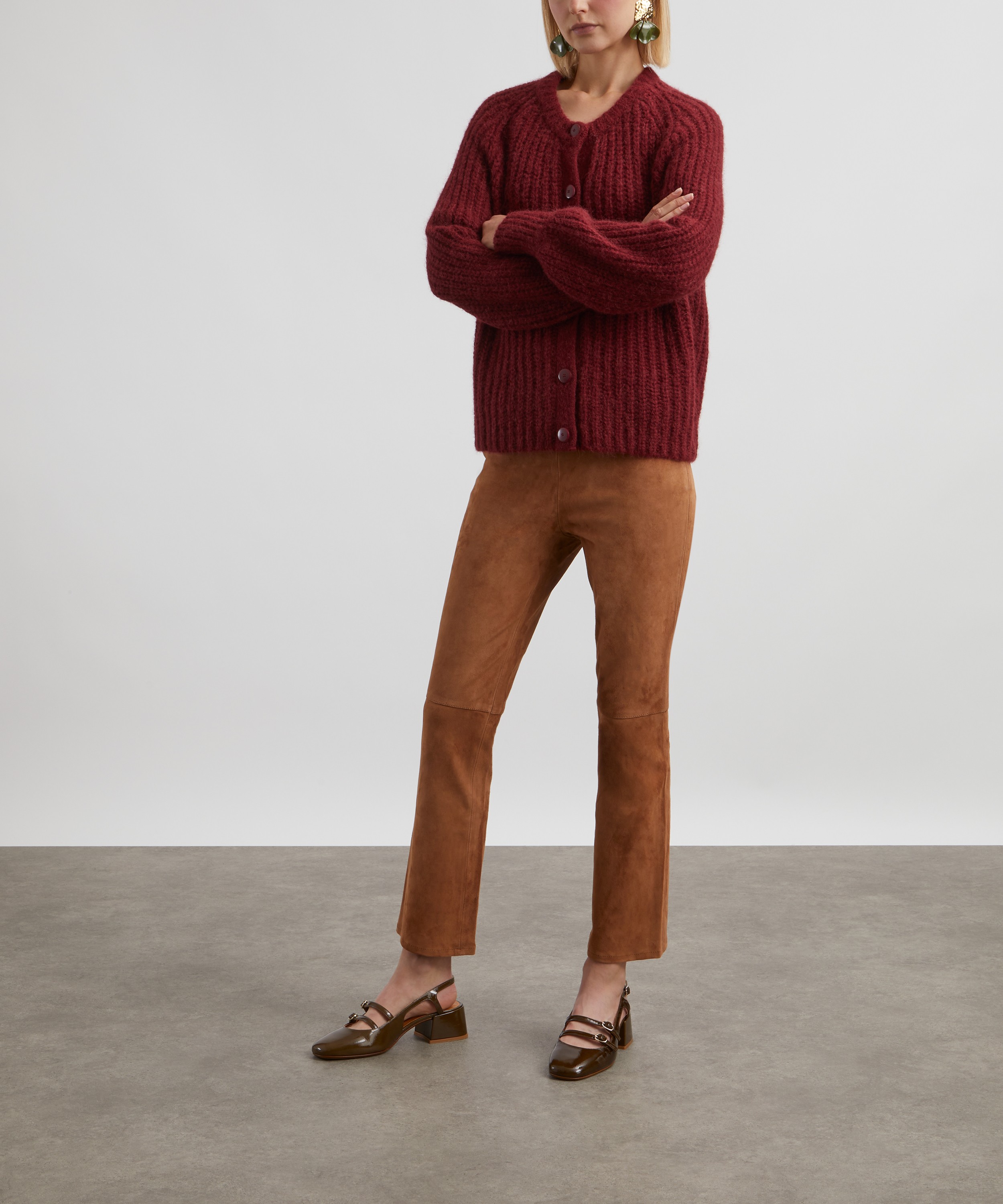 Sézane - Ciara Camel Stretch Suede Trousers image number 1