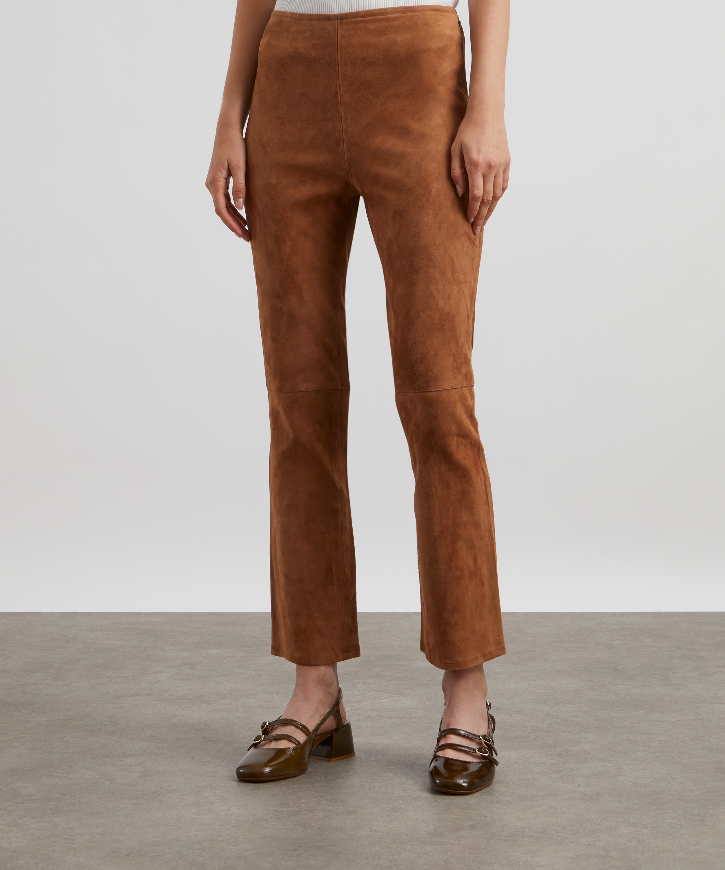 Sézane - Ciara Camel Stretch Suede Trousers image number 2