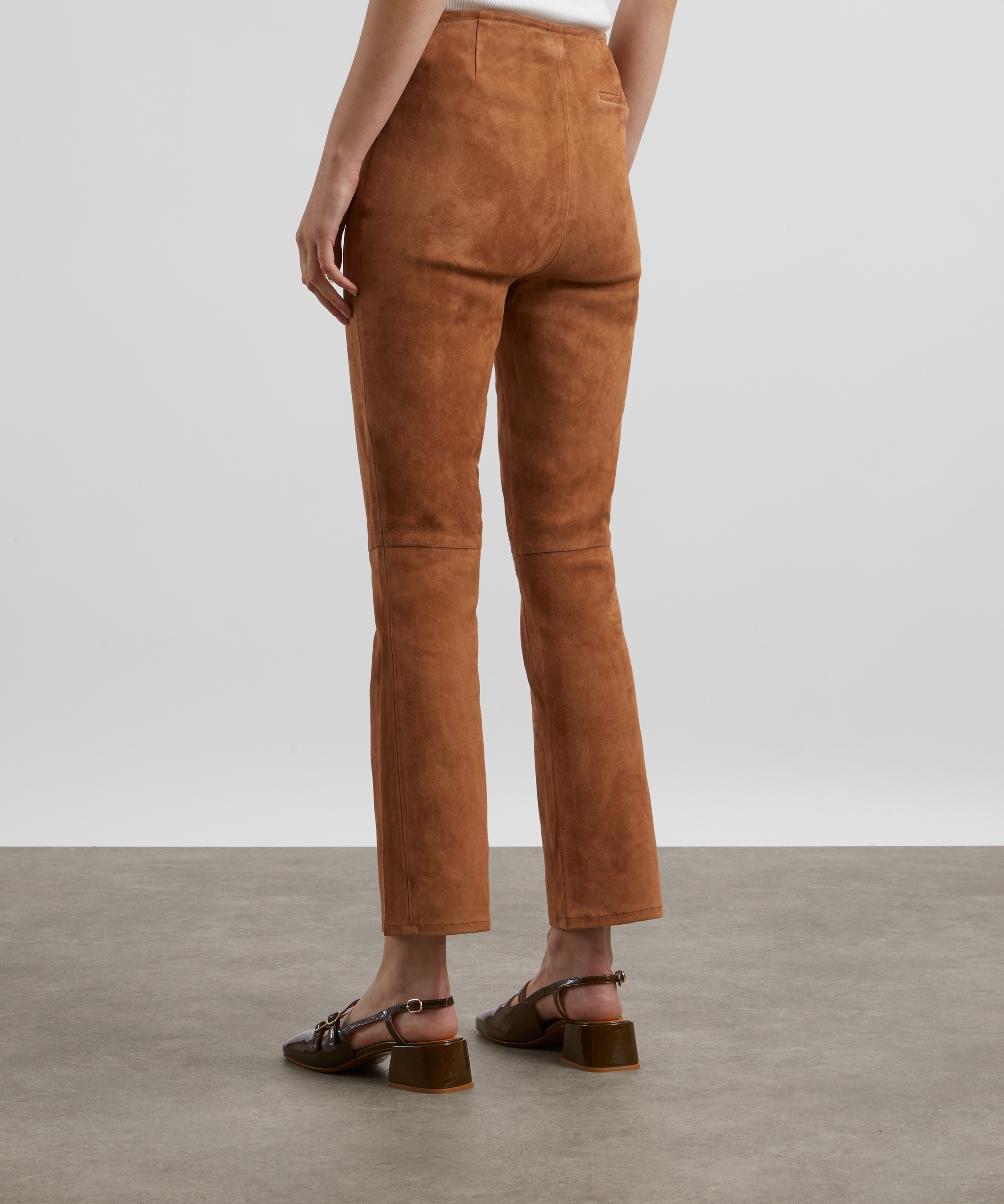 Sézane - Ciara Camel Stretch Suede Trousers image number 3