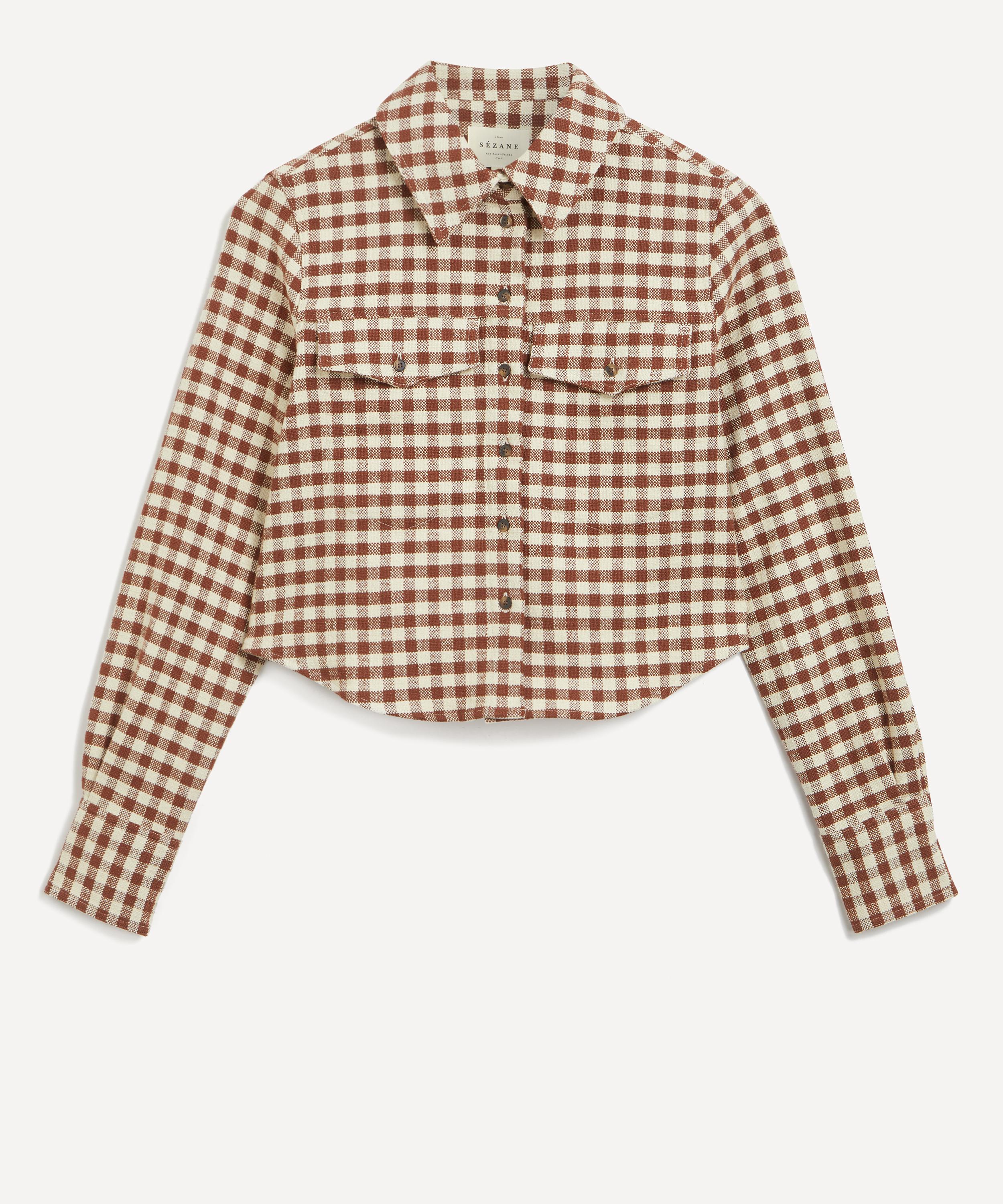 Sézane - Maelle Brown Gingham and Ecru Shirt image number 0