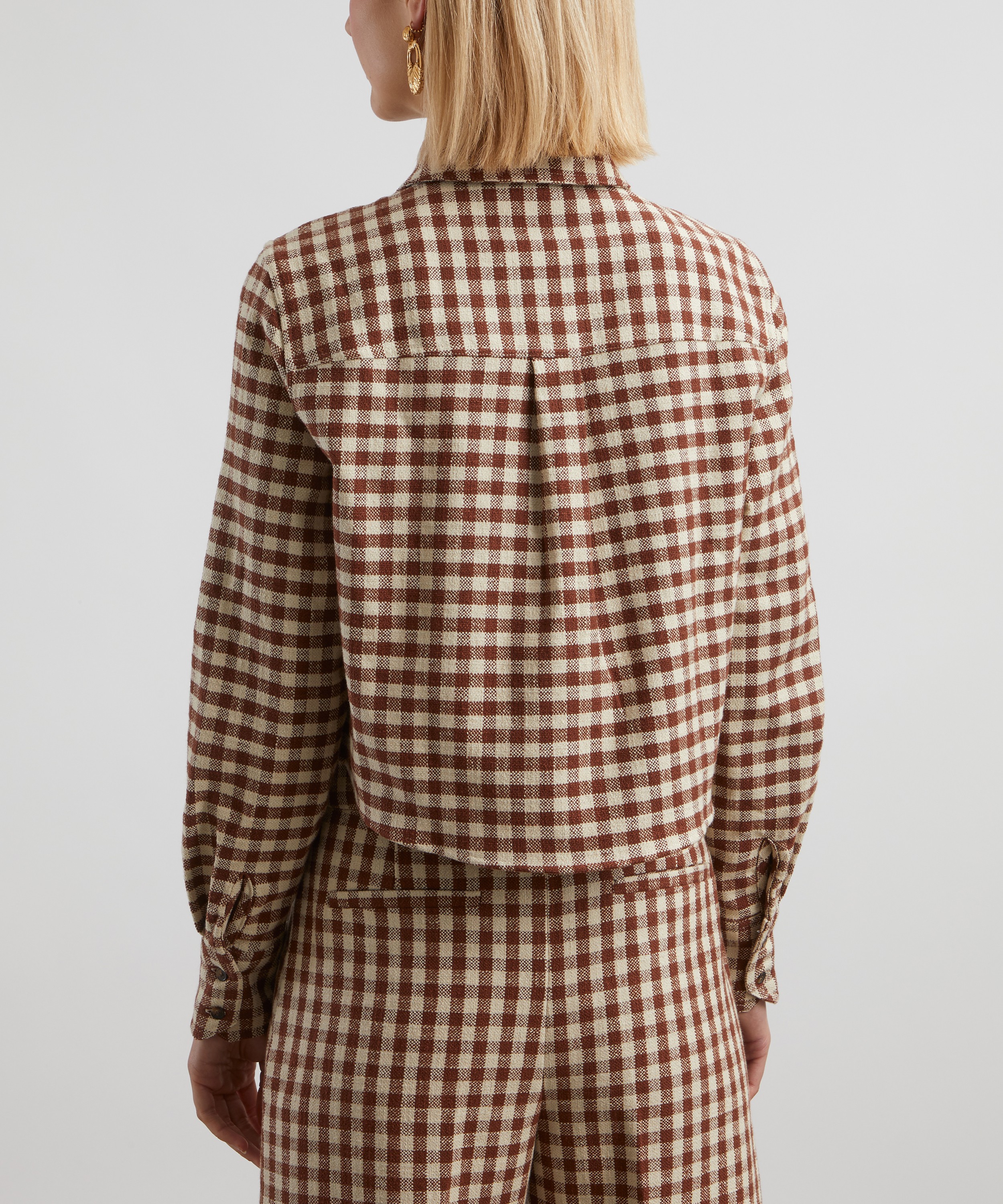 Sézane - Maelle Brown Gingham and Ecru Shirt image number 3