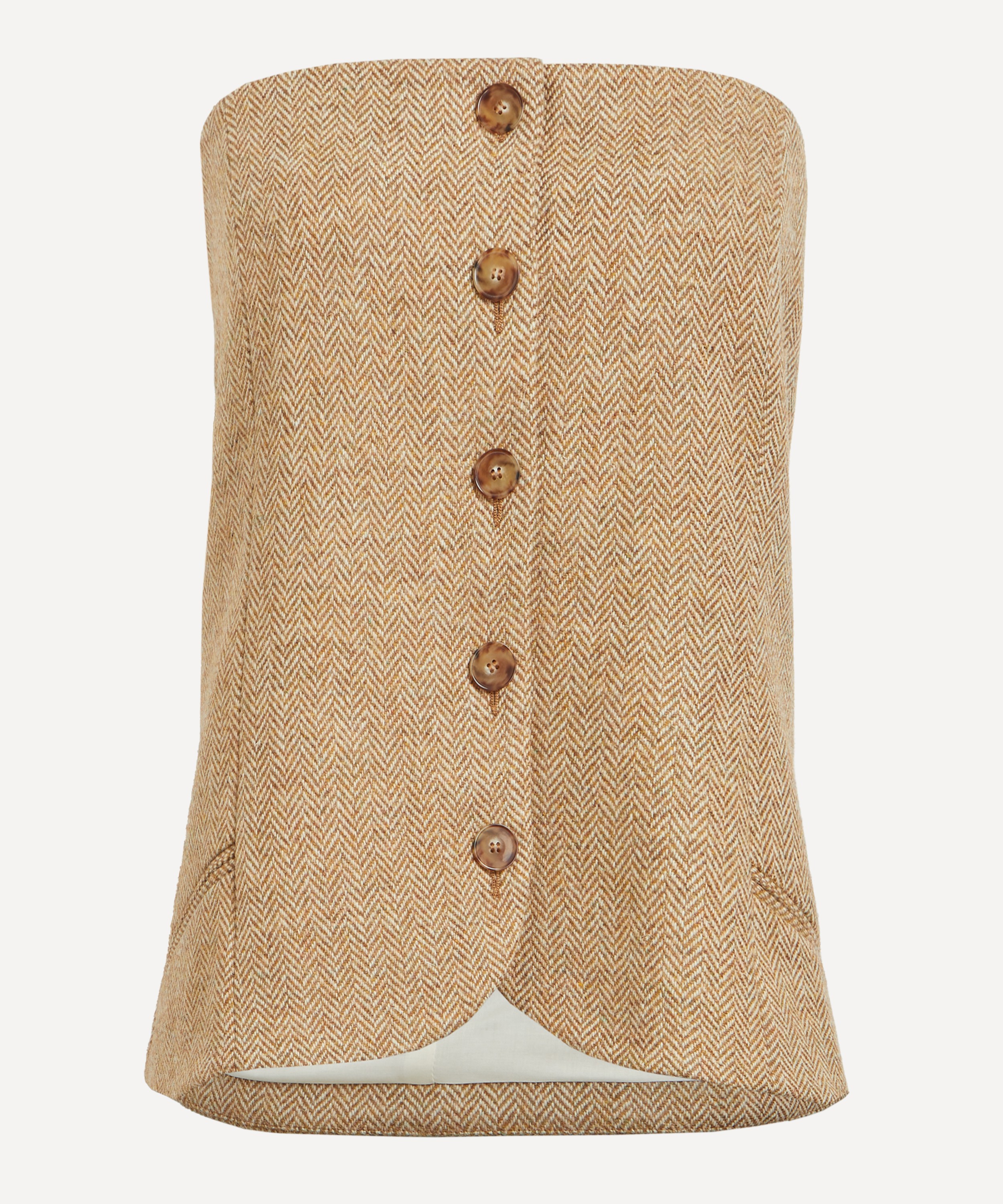 Sézane - Marlon Camel Ecru Herringbone Virgin Wool Bustier image number 0