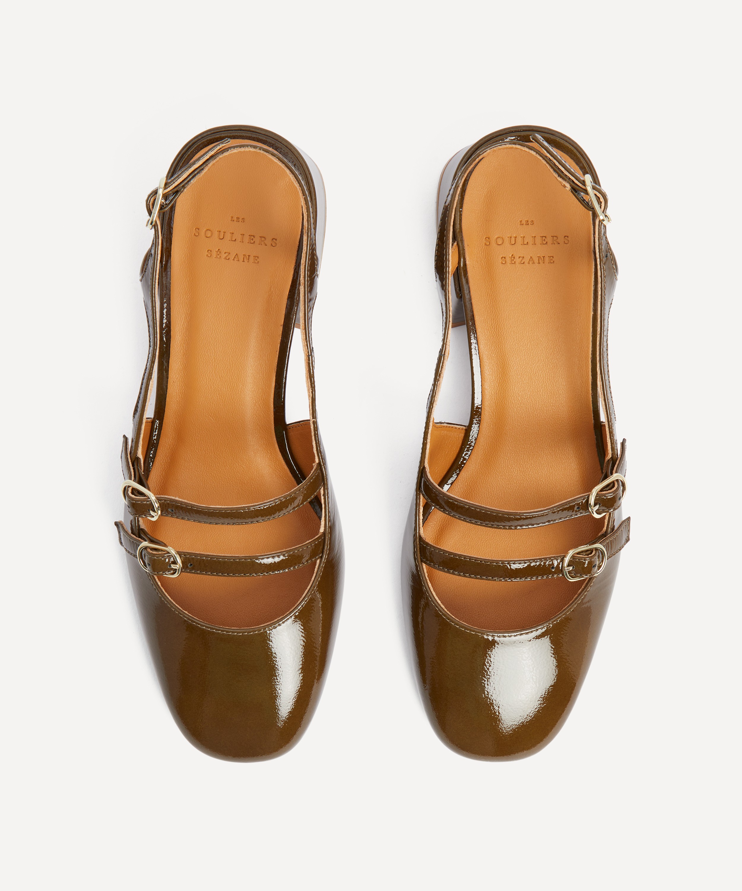 Sézane - Paula Babies Sling-Back Heels in Patent Khaki image number 3