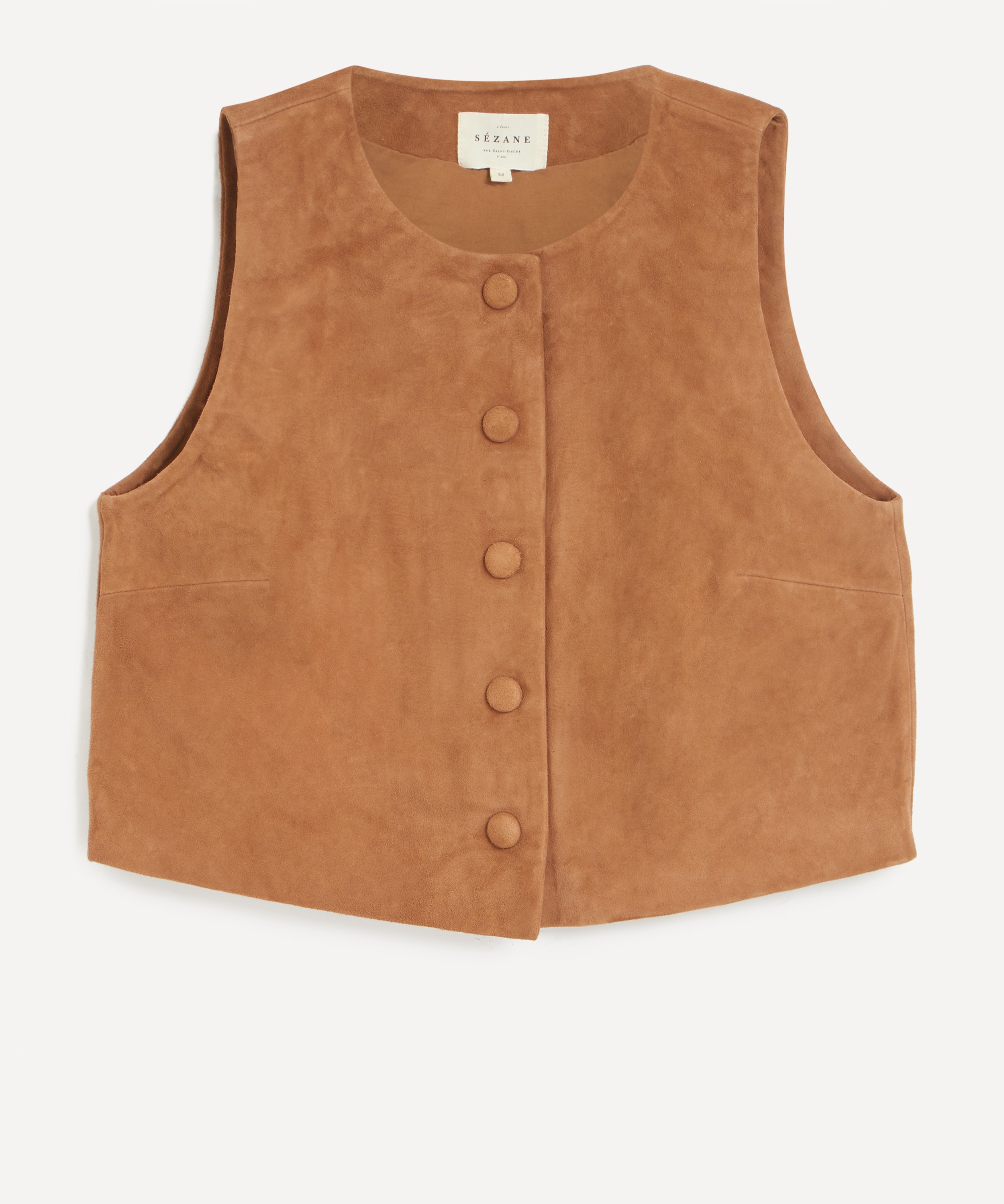 Sézane - Tara Camel Suede Sleeveless Blouse image number 0