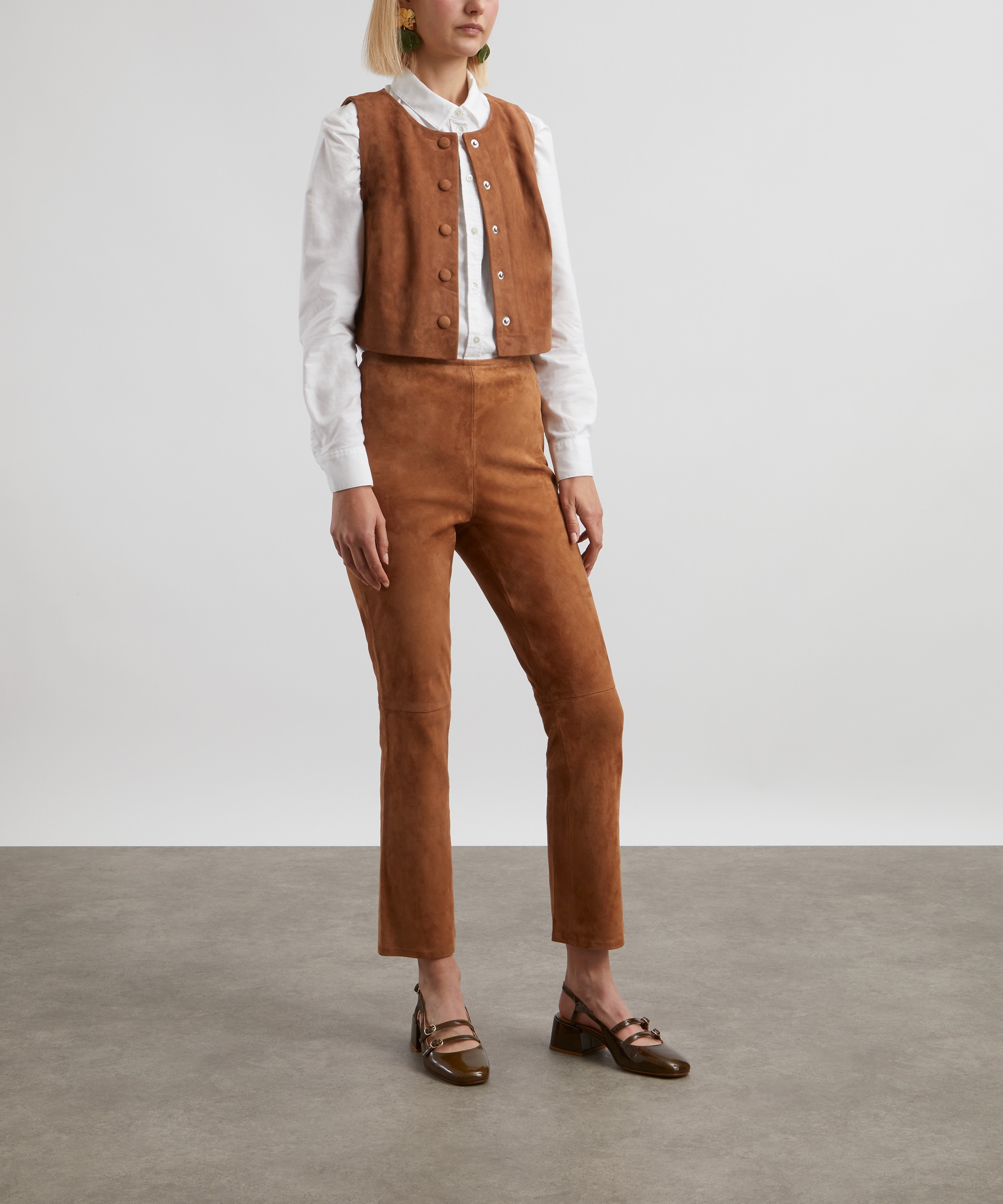 Sézane - Tara Camel Suede Sleeveless Blouse image number 1