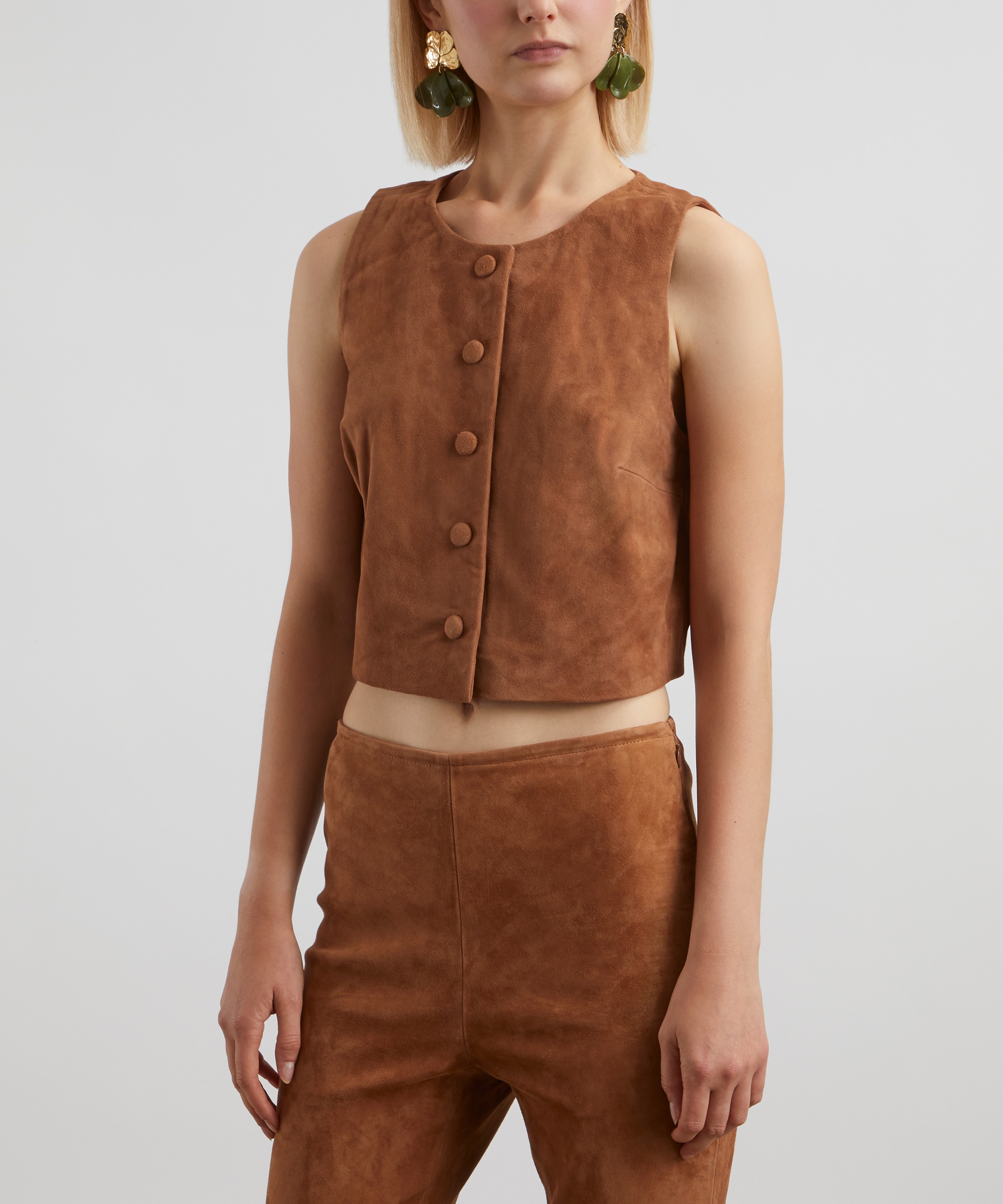 Sézane - Tara Camel Suede Sleeveless Blouse image number 2