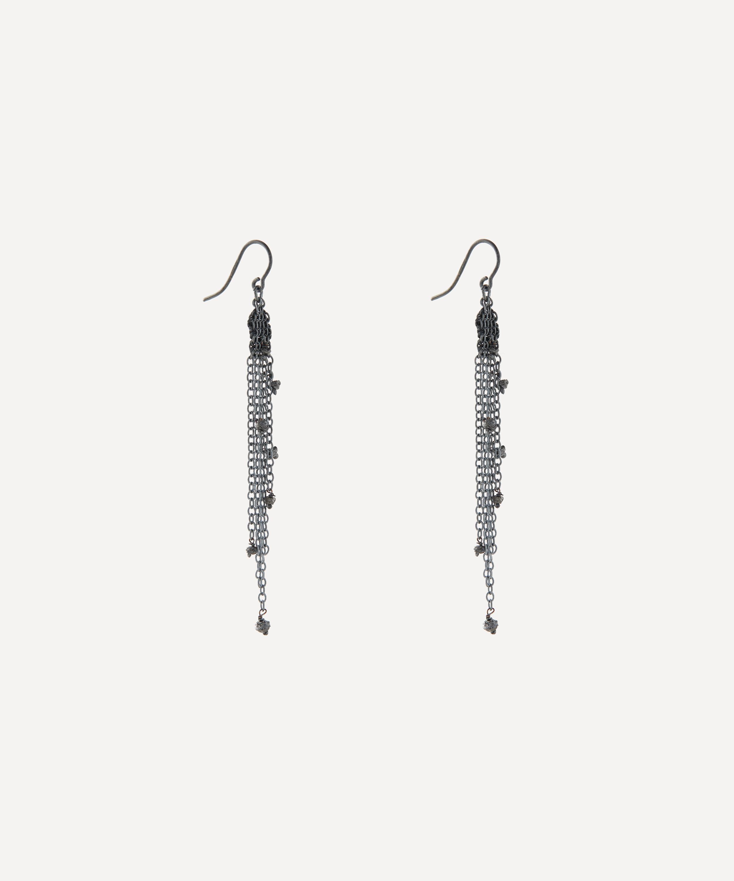 Stephanie Schneider - Mixed Metal Fringe Black Diamond Drop Earrings image number 1