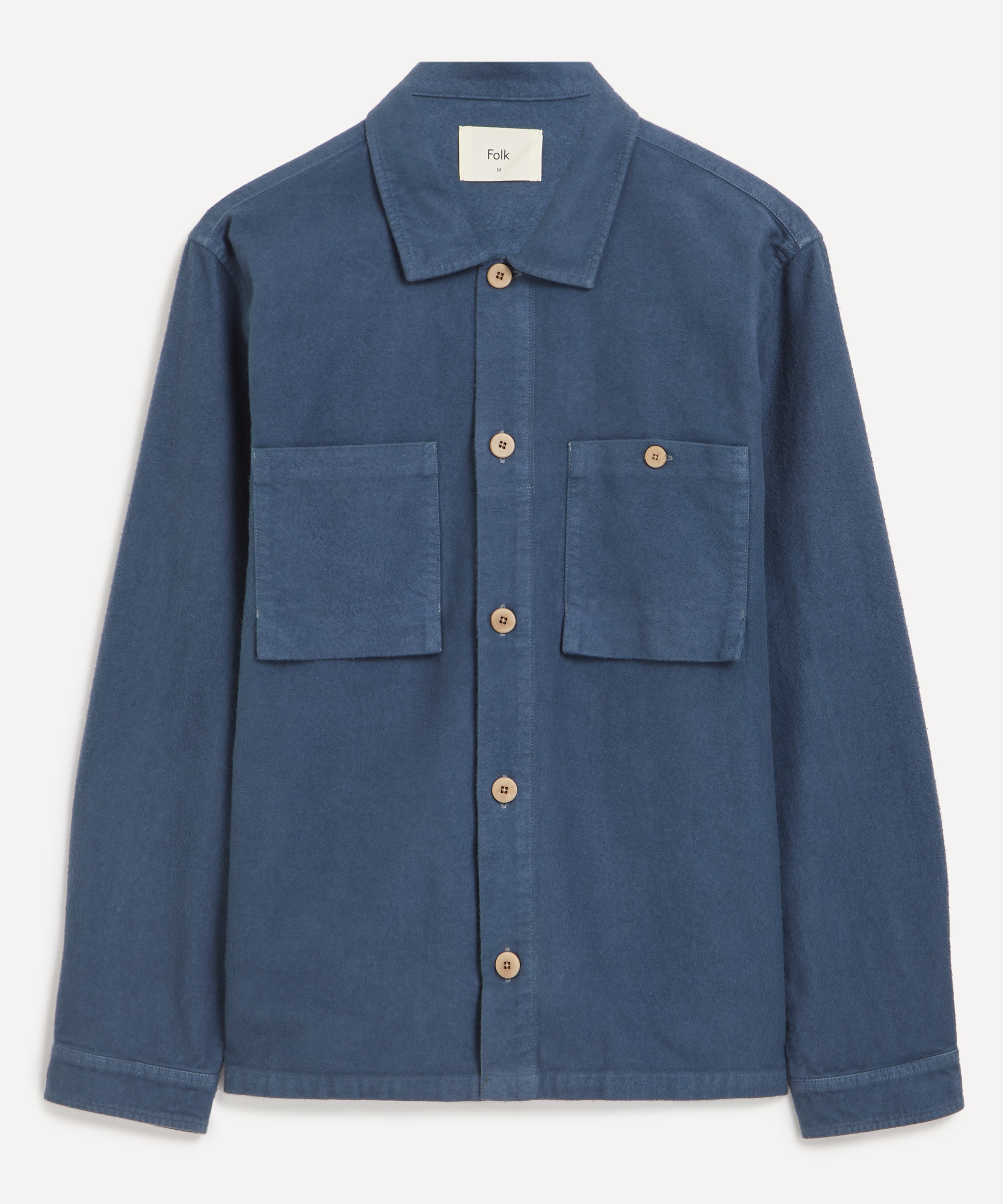 Folk - Steel Blue Moleskin Patch Overshirt