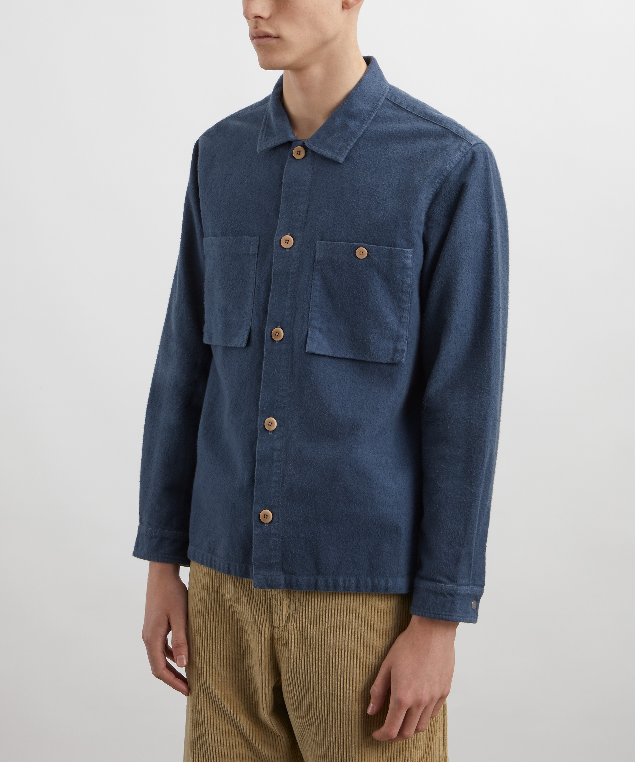 Folk - Steel Blue Moleskin Patch Overshirt image number 2