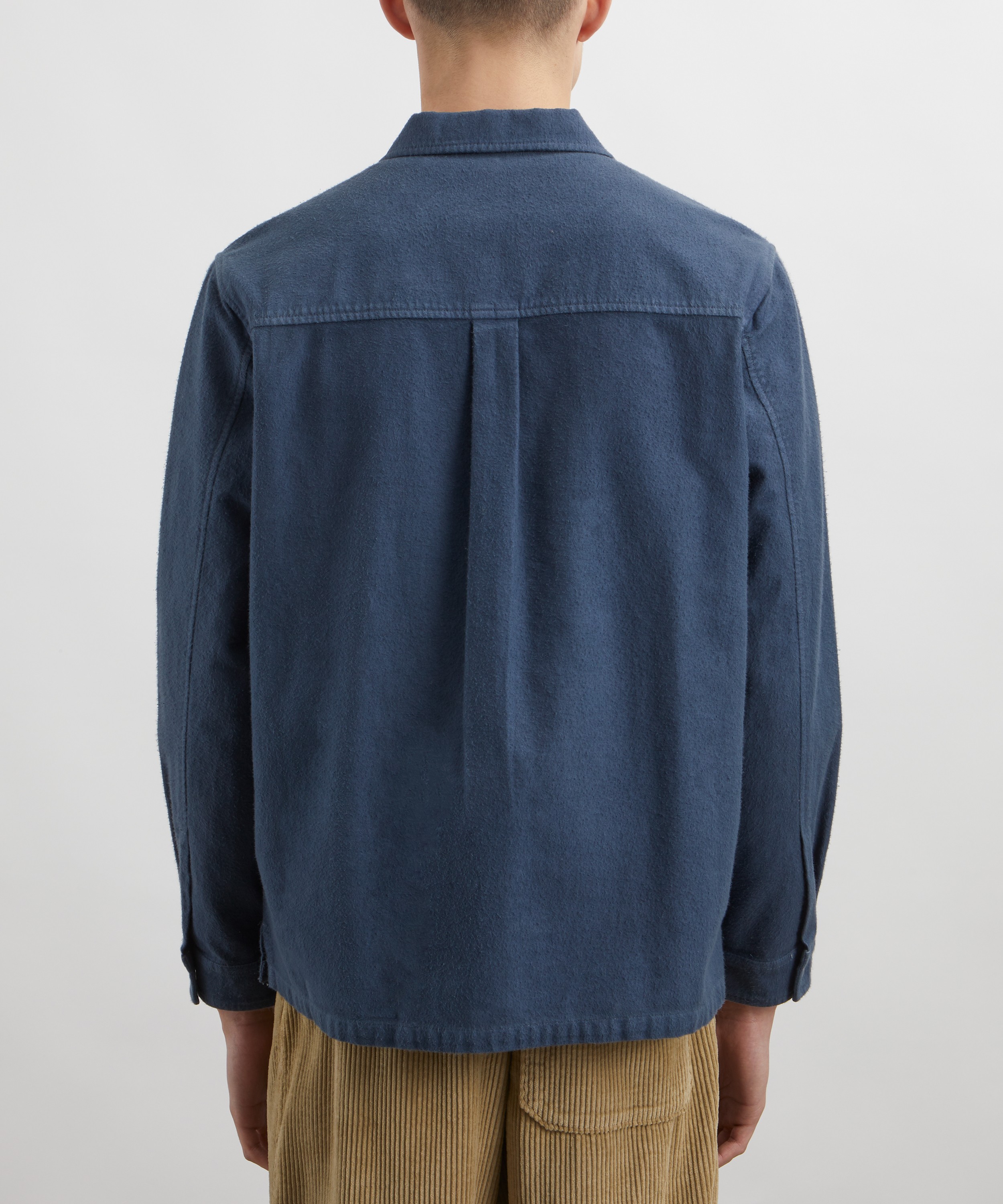 Folk - Steel Blue Moleskin Patch Overshirt image number 3