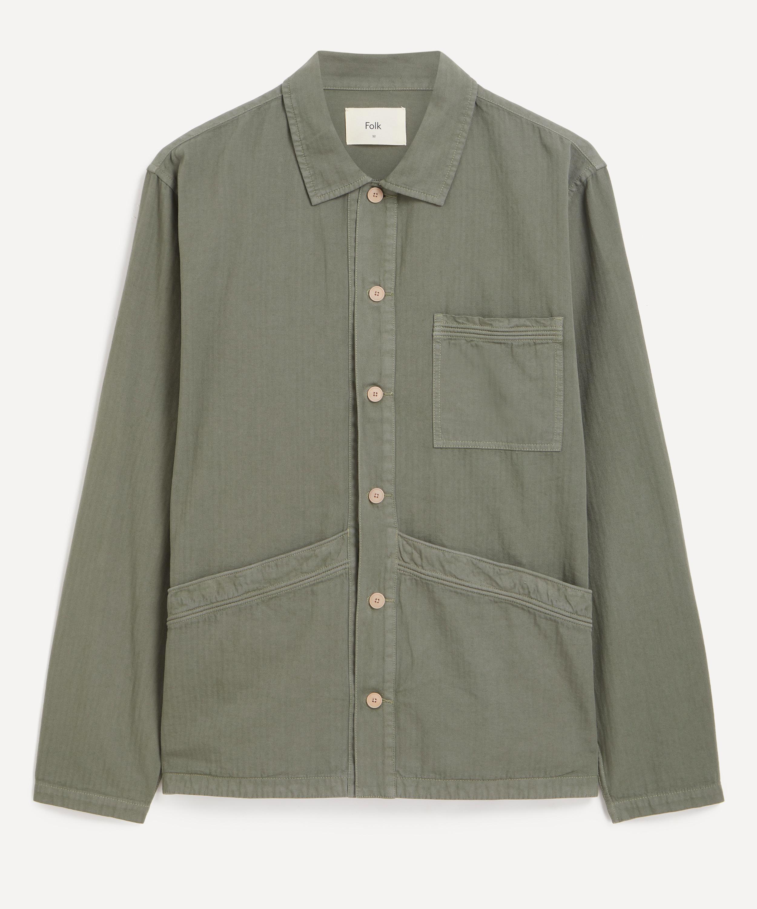 Folk - Dark Sage Herringbone Meyer Shirt Jacket image number 0