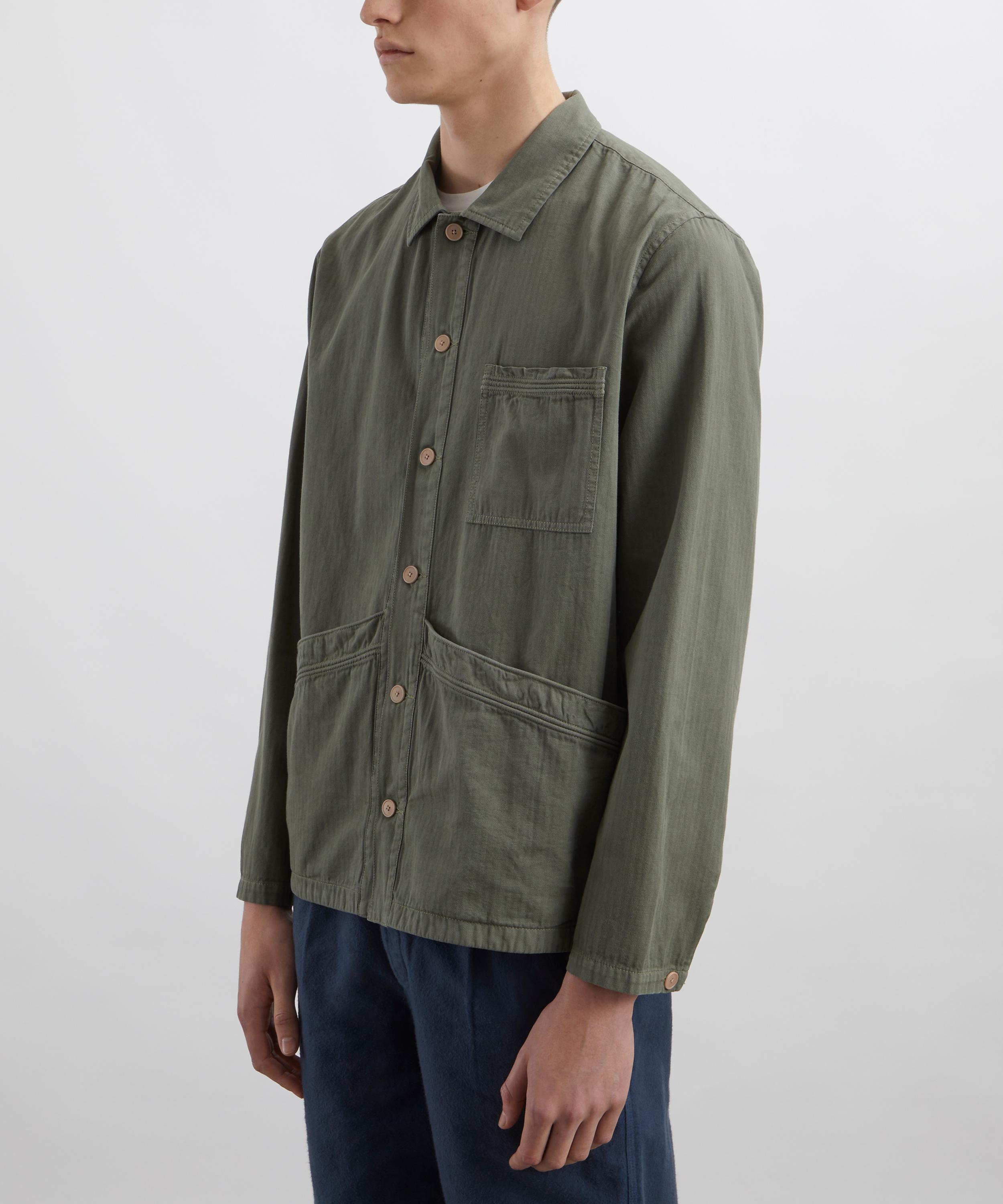 Folk - Dark Sage Herringbone Meyer Shirt Jacket image number 2