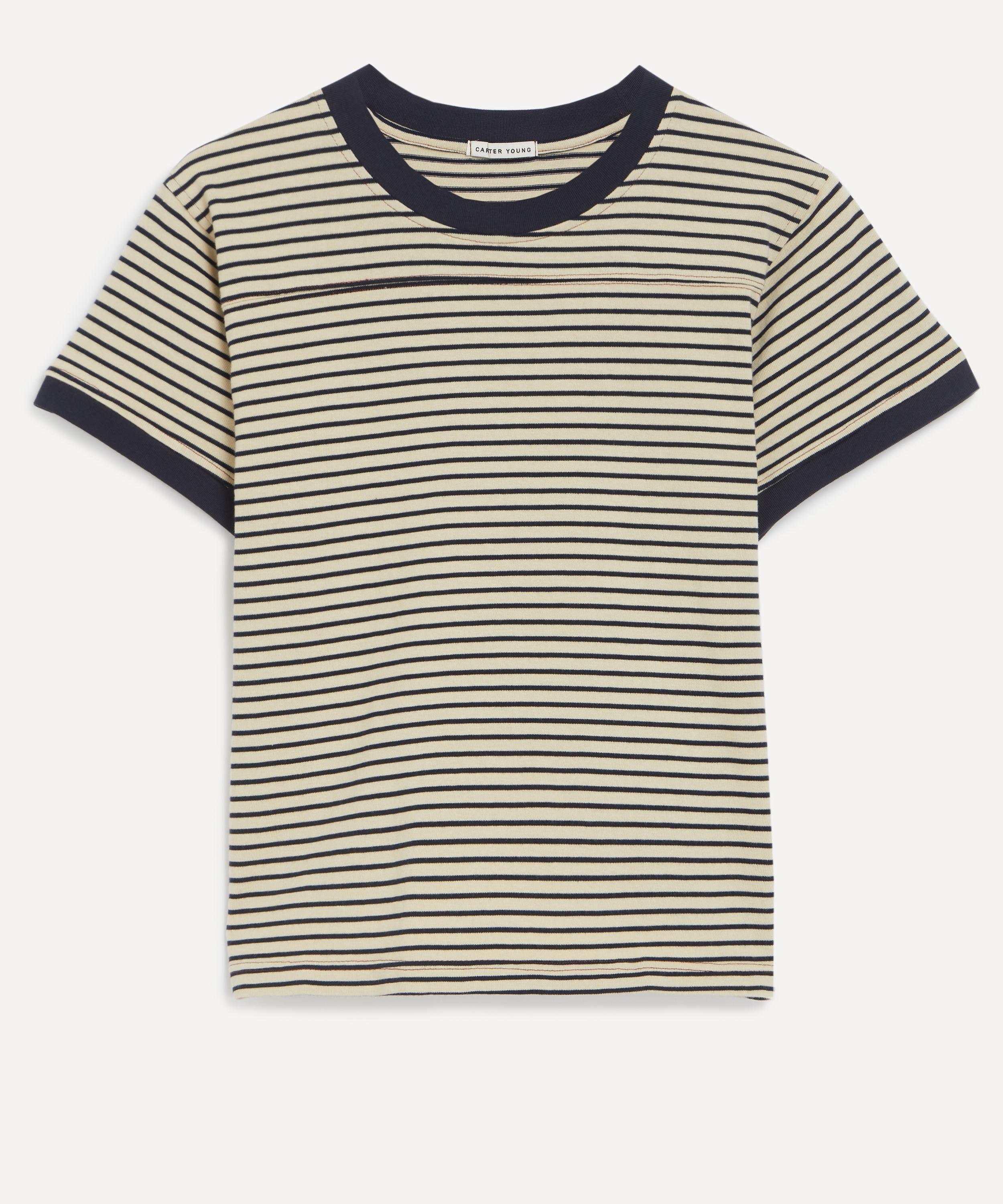 Carter Young - Navy Striped Football T-Shirt