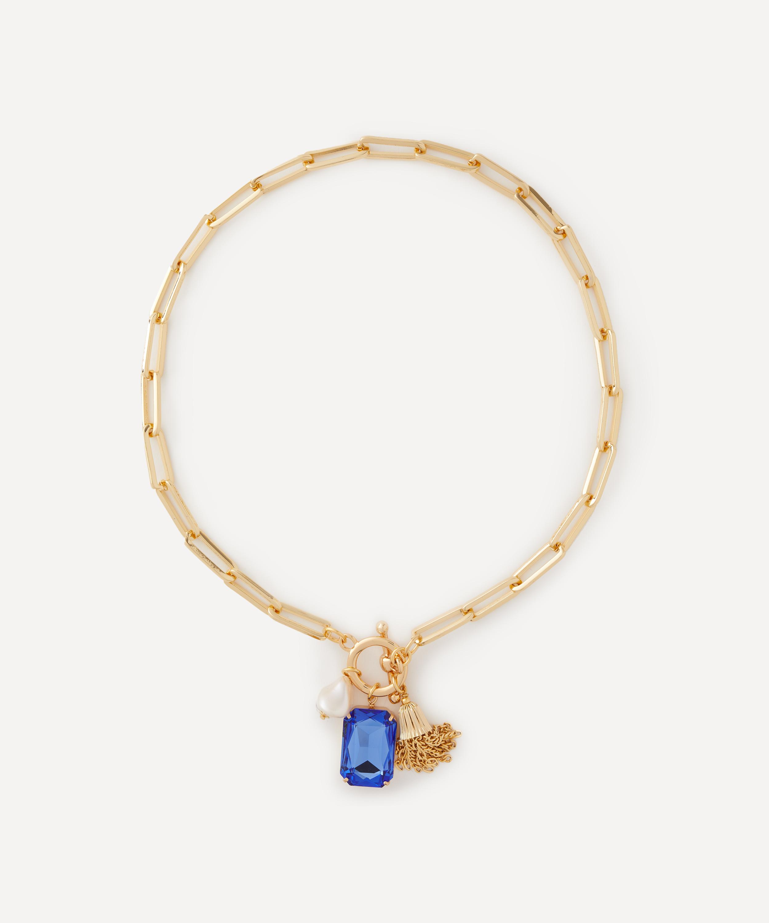 Kenneth Jay Lane - Gold-Plated Sapphire and Pearl Chain Necklace image number 0