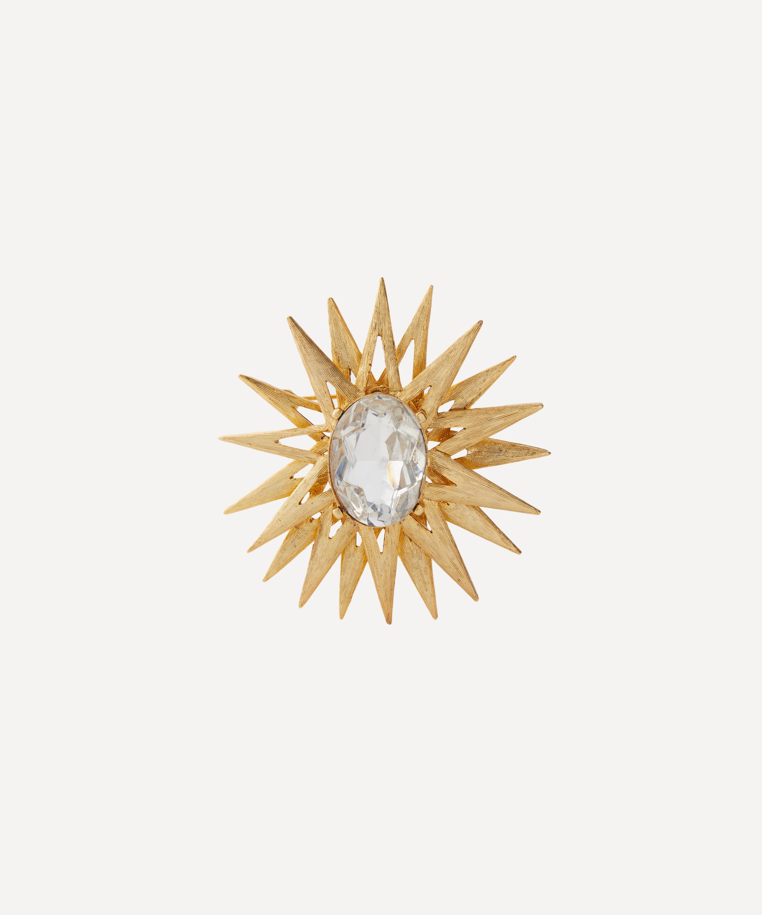 Kenneth Jay Lane - Gold-Plated Crystal Centre Starburst Pin image number 0