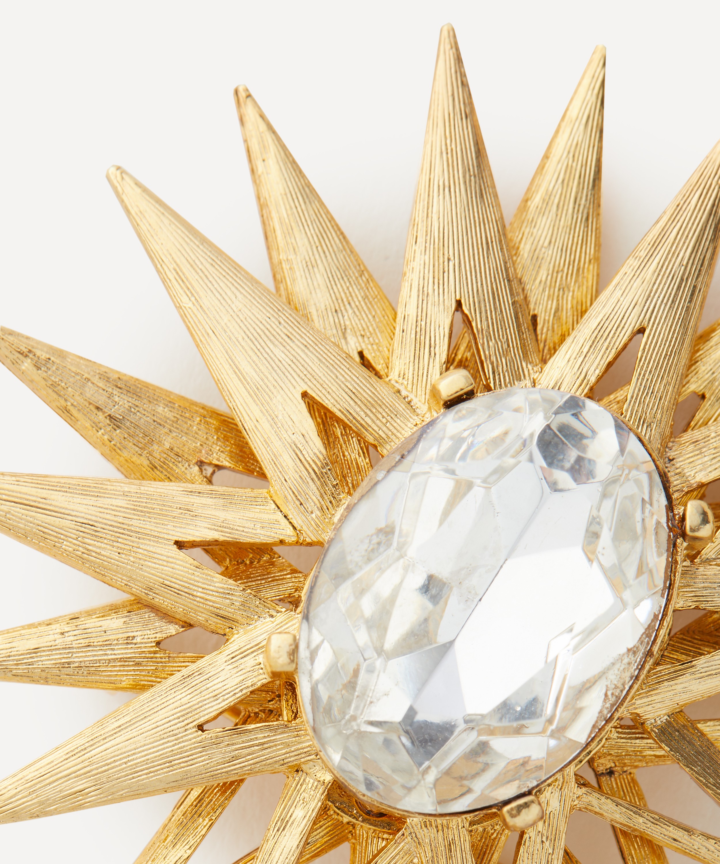 Kenneth Jay Lane - Gold-Plated Crystal Centre Starburst Pin image number 3