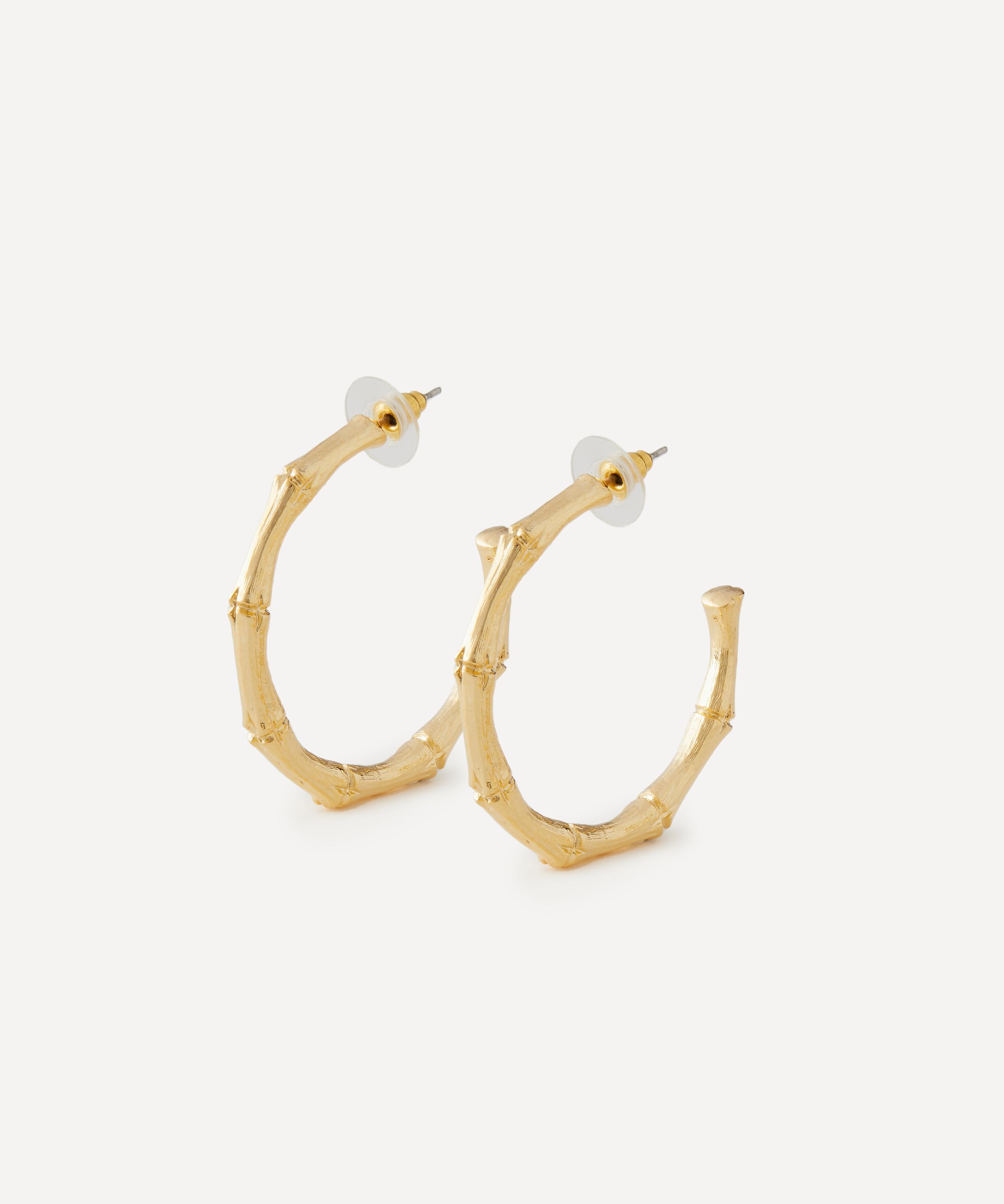 Kenneth Jay Lane - Gold-Plated Bamboo Medium Hoop Earrings image number 0