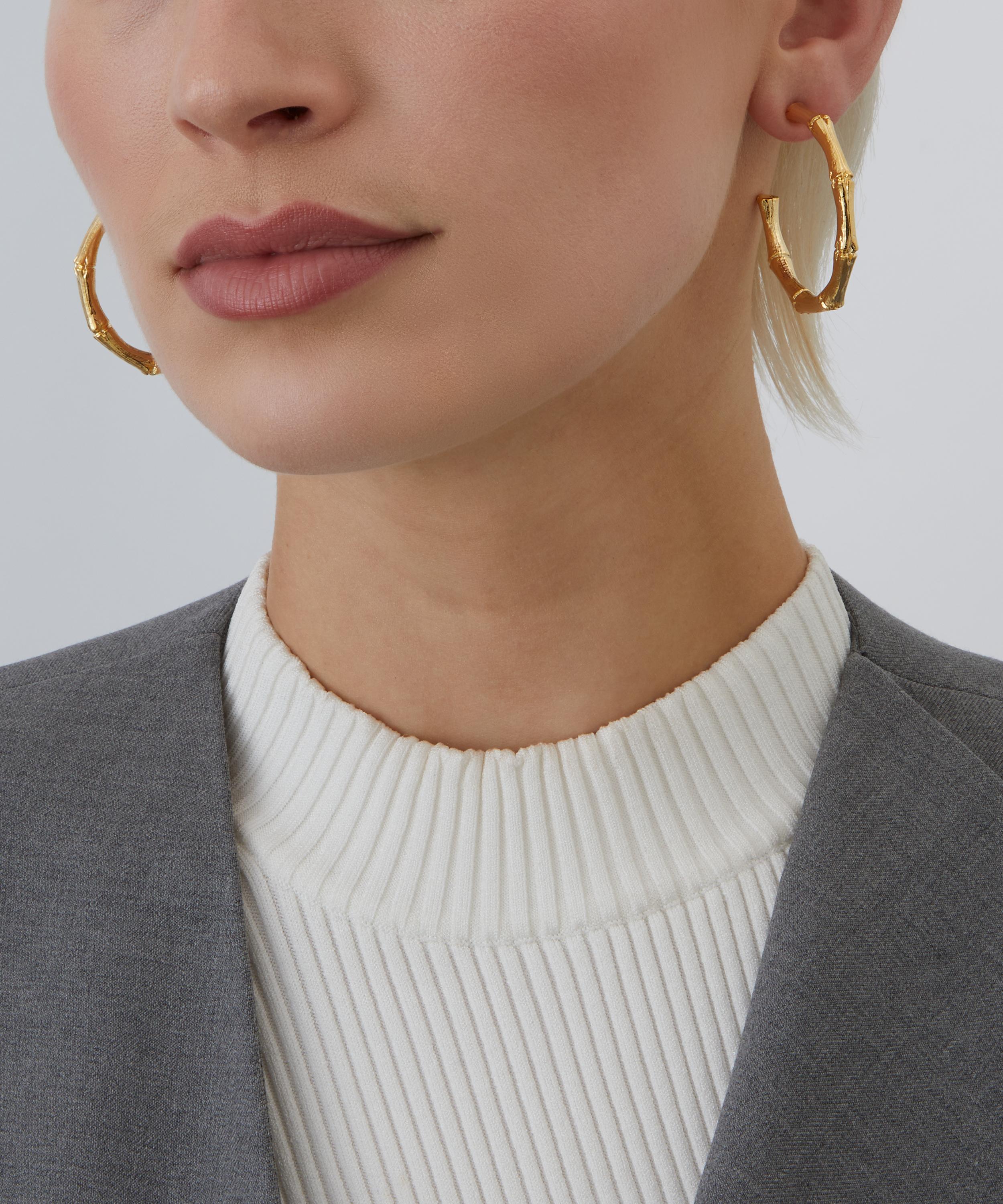 Kenneth Jay Lane - Gold-Plated Bamboo Medium Hoop Earrings image number 1