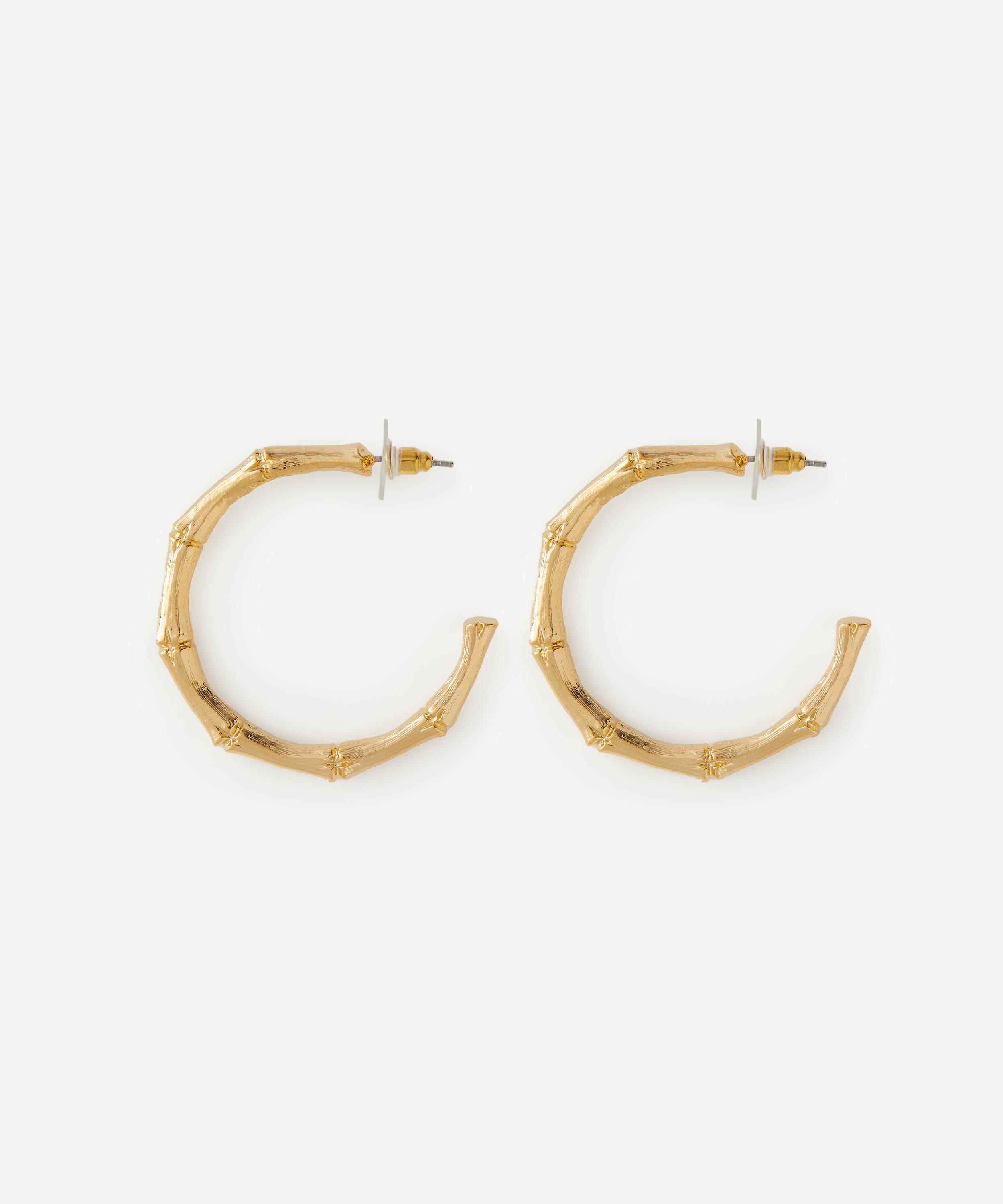Kenneth Jay Lane - Gold-Plated Bamboo Medium Hoop Earrings image number 2