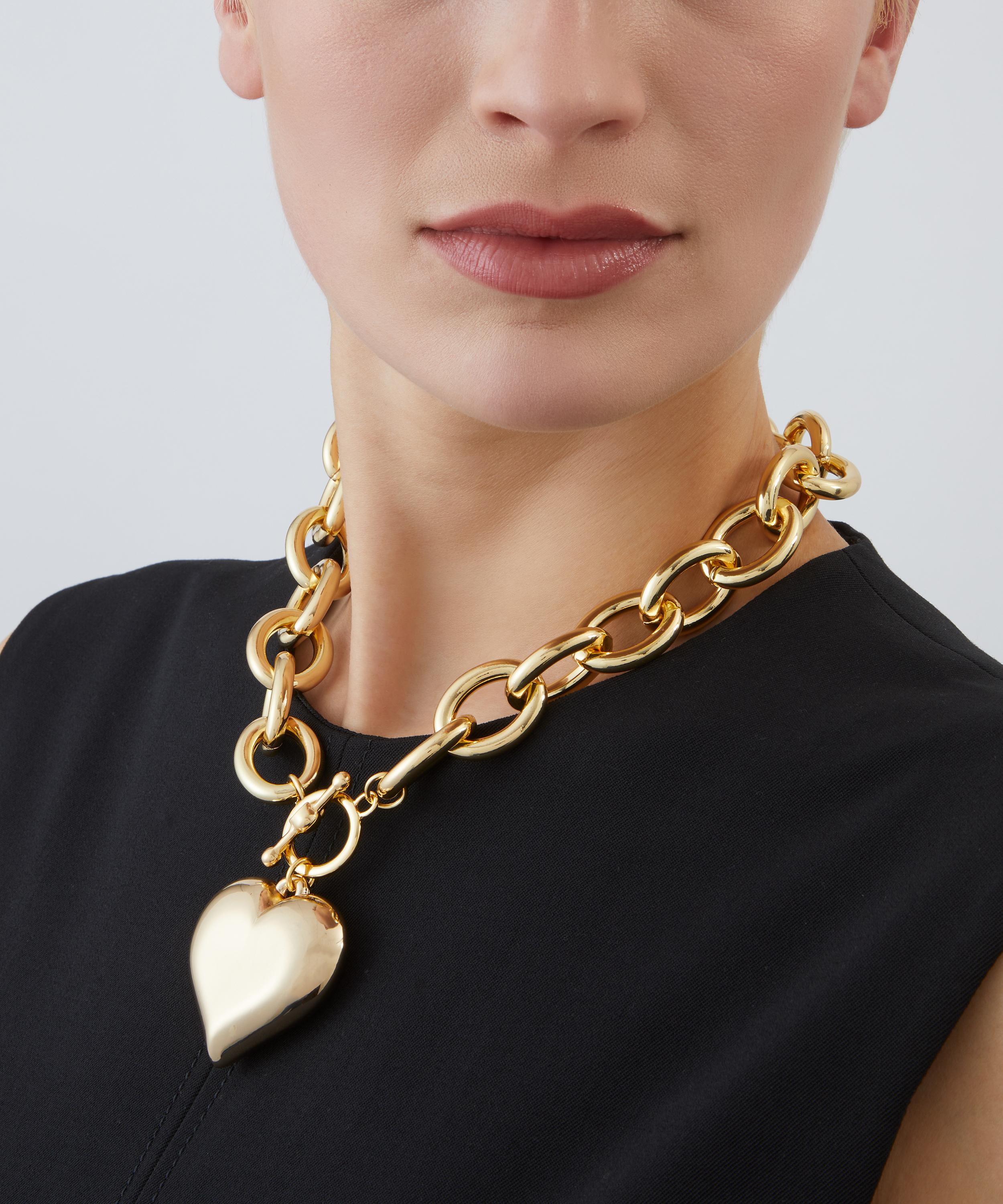 Kenneth Jay Lane - Gold-Plated Heart Pendant Toggle Necklace image number 1