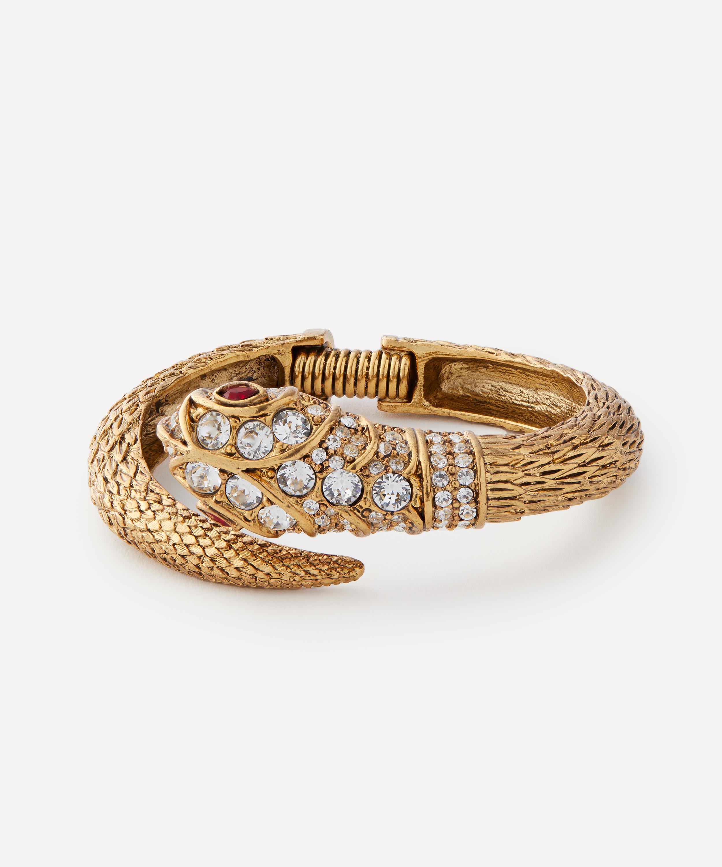 Kenneth Jay Lane - Gold-Plated Crystal Snake Hinged Bracelet image number 0