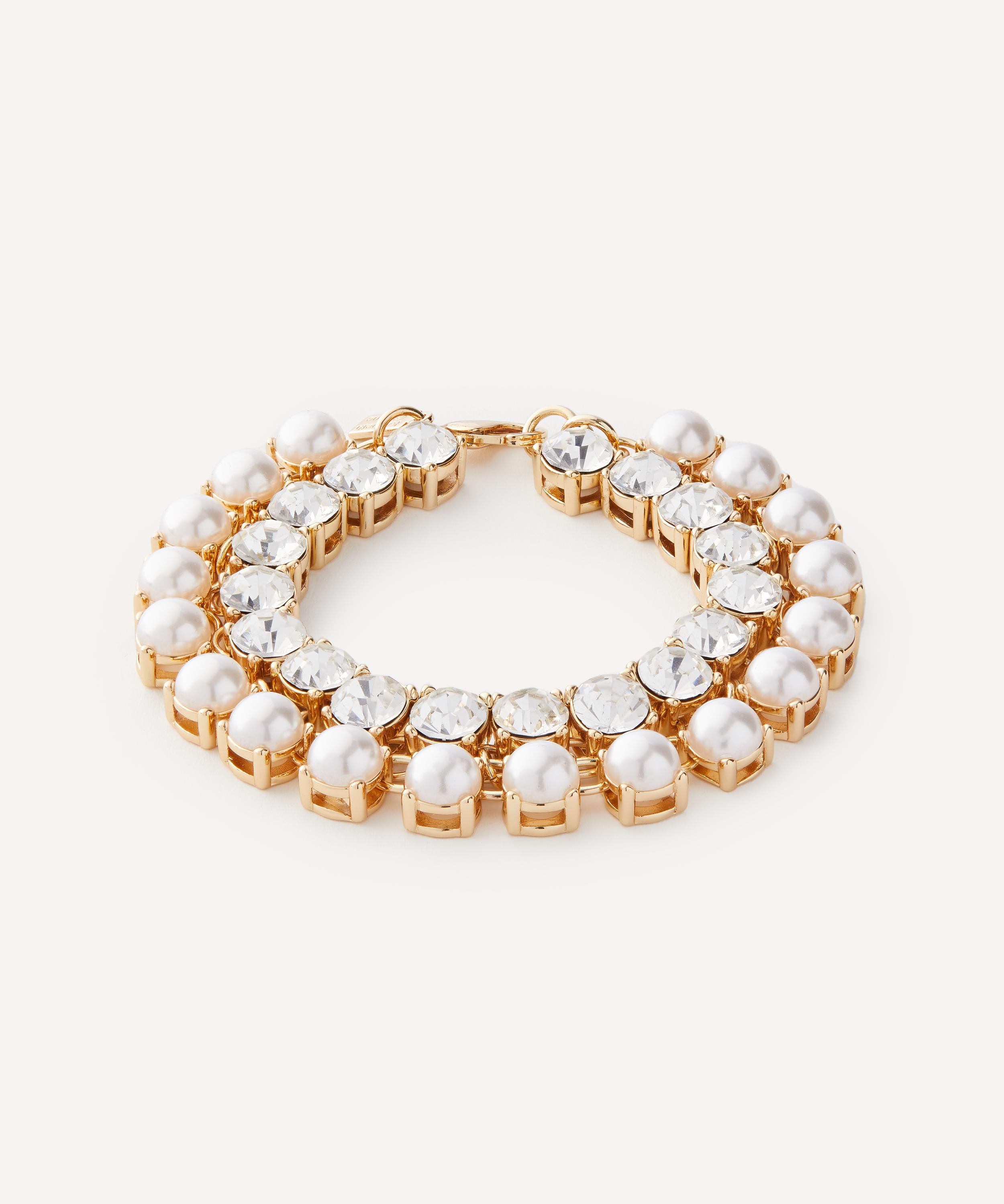 Kenneth Jay Lane - Gold-Plated Crystal Pearl Chain Bracelet image number 0