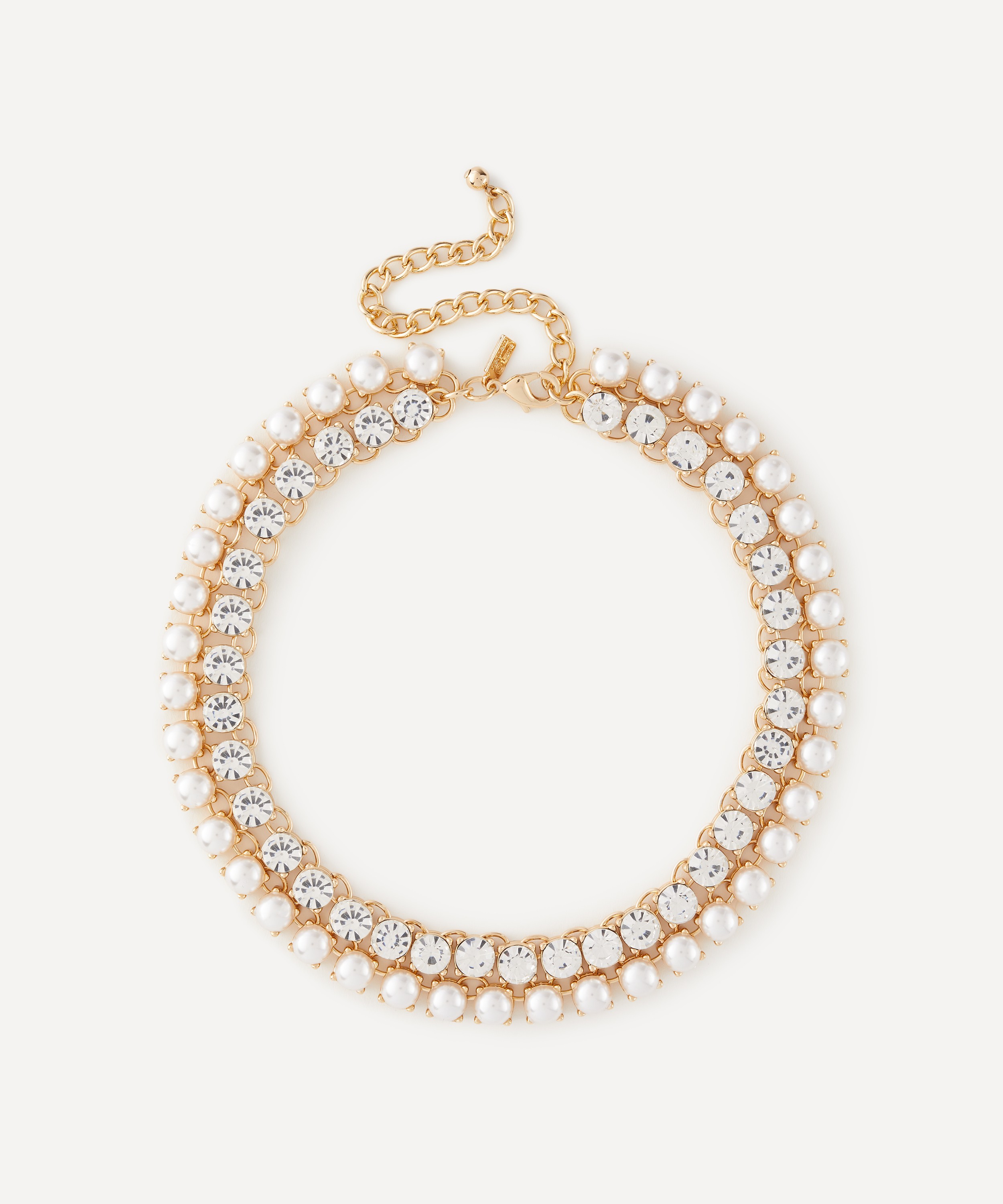 Kenneth Jay Lane - Gold-Plated Crystal Pearl Chain Necklace