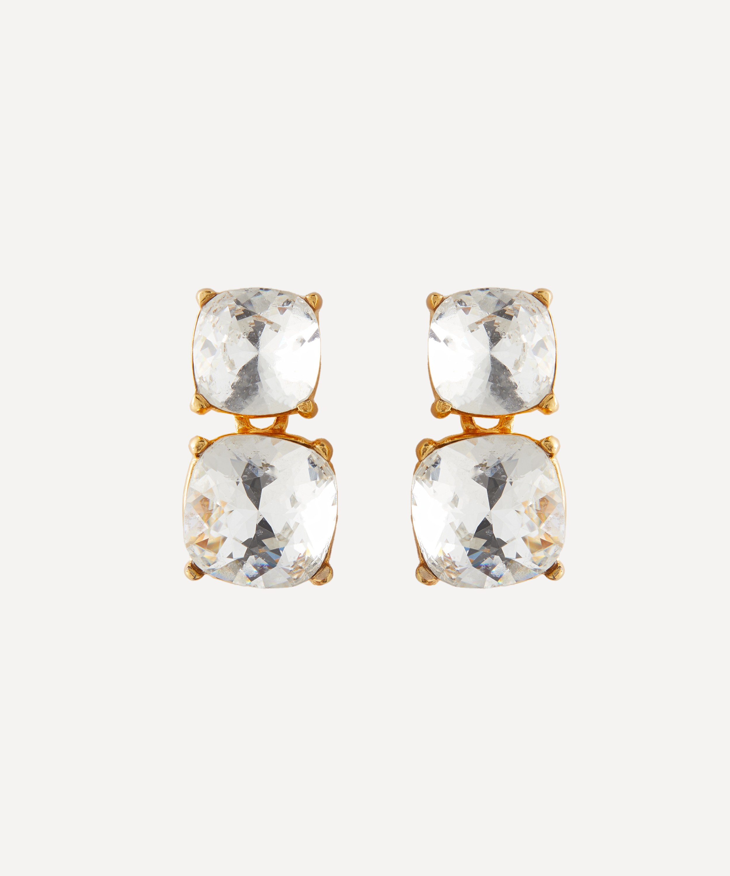 Kenneth Jay Lane - Gold-Plated Crystal Square Earrings image number 0