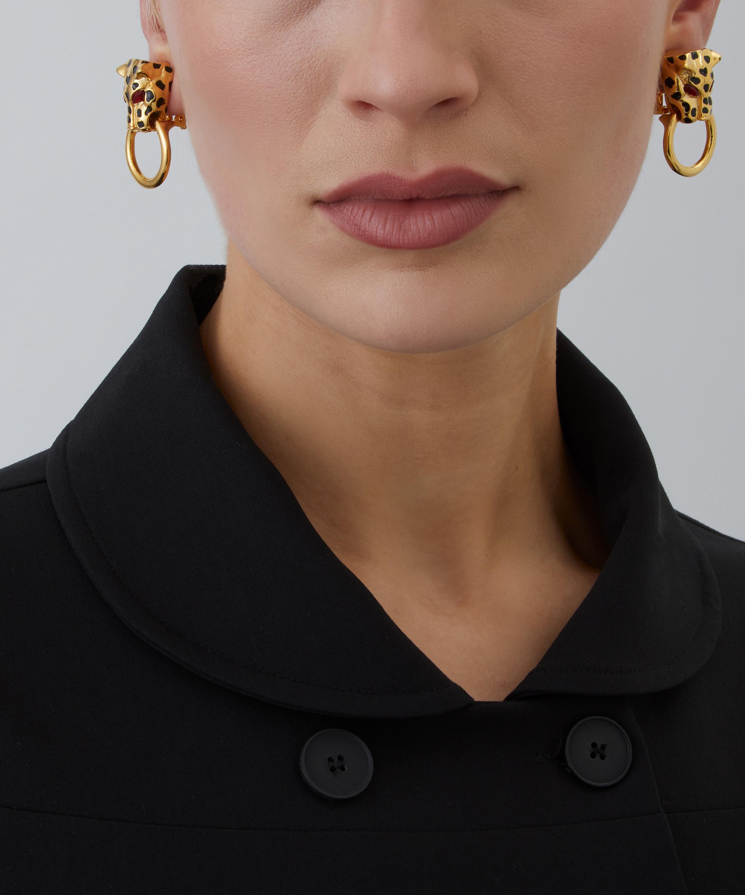 Kenneth Jay Lane - Gold-Plated Leopard Head Earrings image number 1