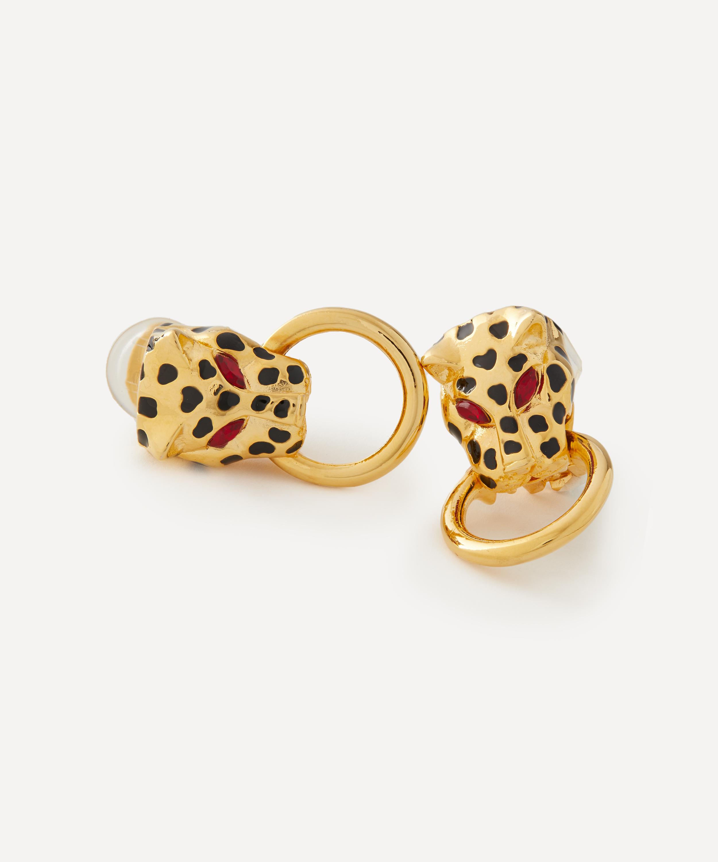 Kenneth Jay Lane - Gold-Plated Leopard Head Earrings image number 2