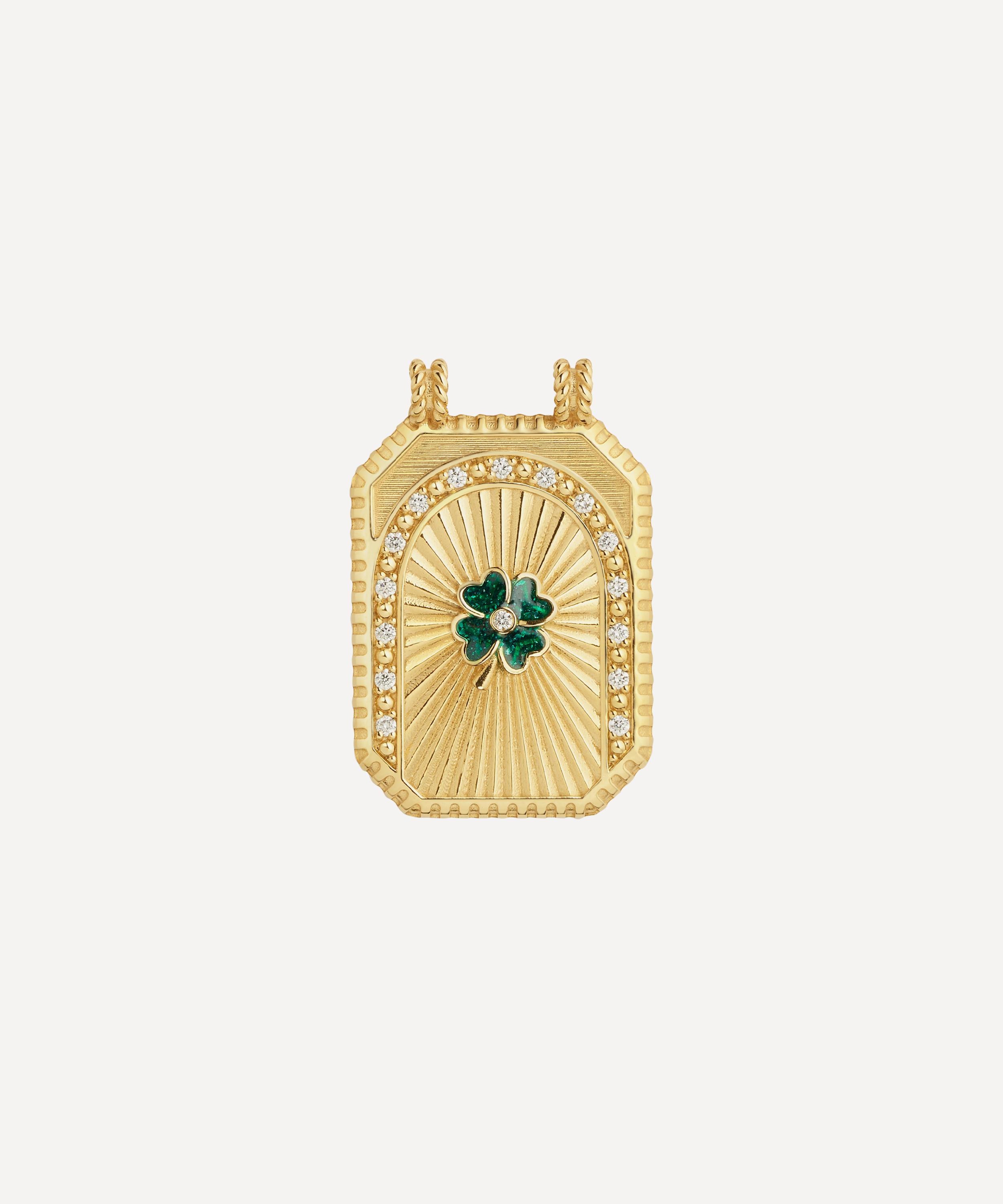 Marie Lichtenberg - 18ct Gold Clover Scapular Pendant Necklace image number 1