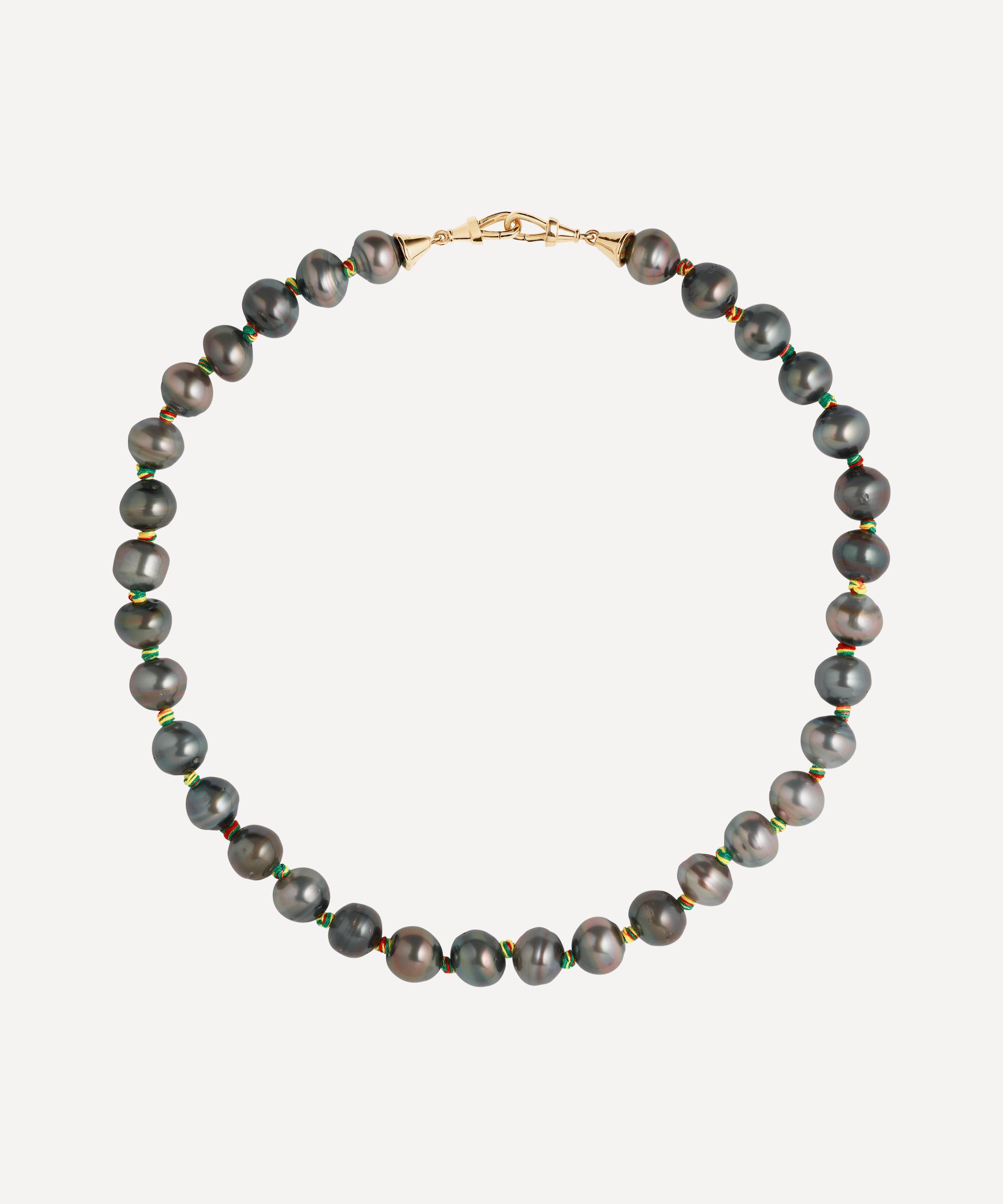 Marie Lichtenberg - 18ct Gold Black Keshi Pearl Mauli Link Necklace image number 0