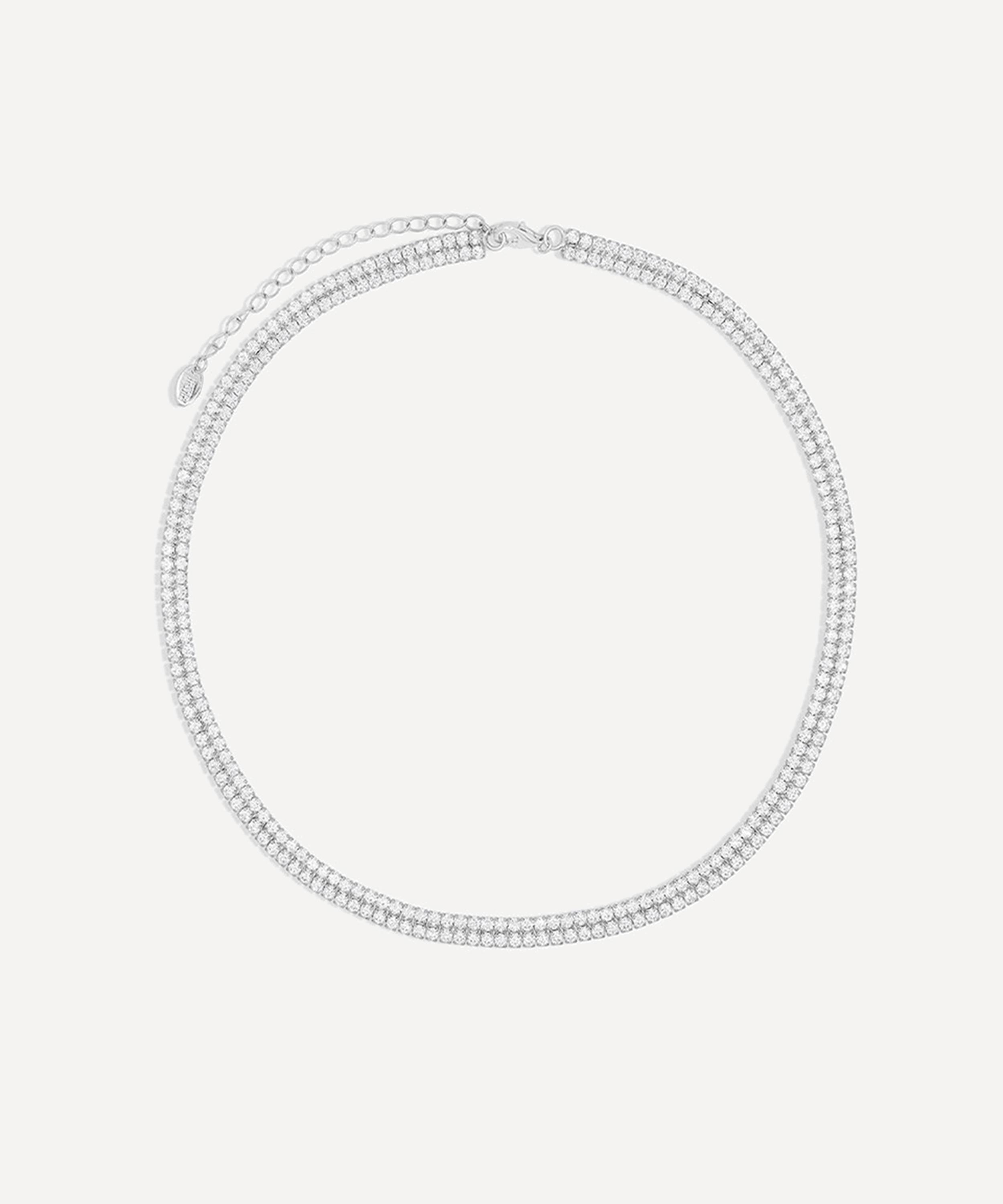 SHASHI - Sterling Silver Diamond Two Row Tennis Necklace image number 0